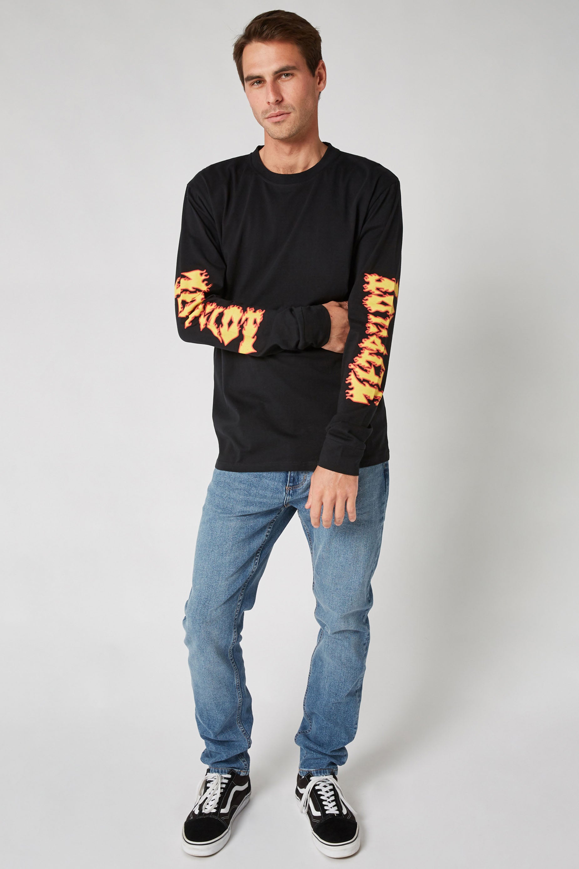 Jetpilot Razor L/S Mens Tee - Black/Yellow