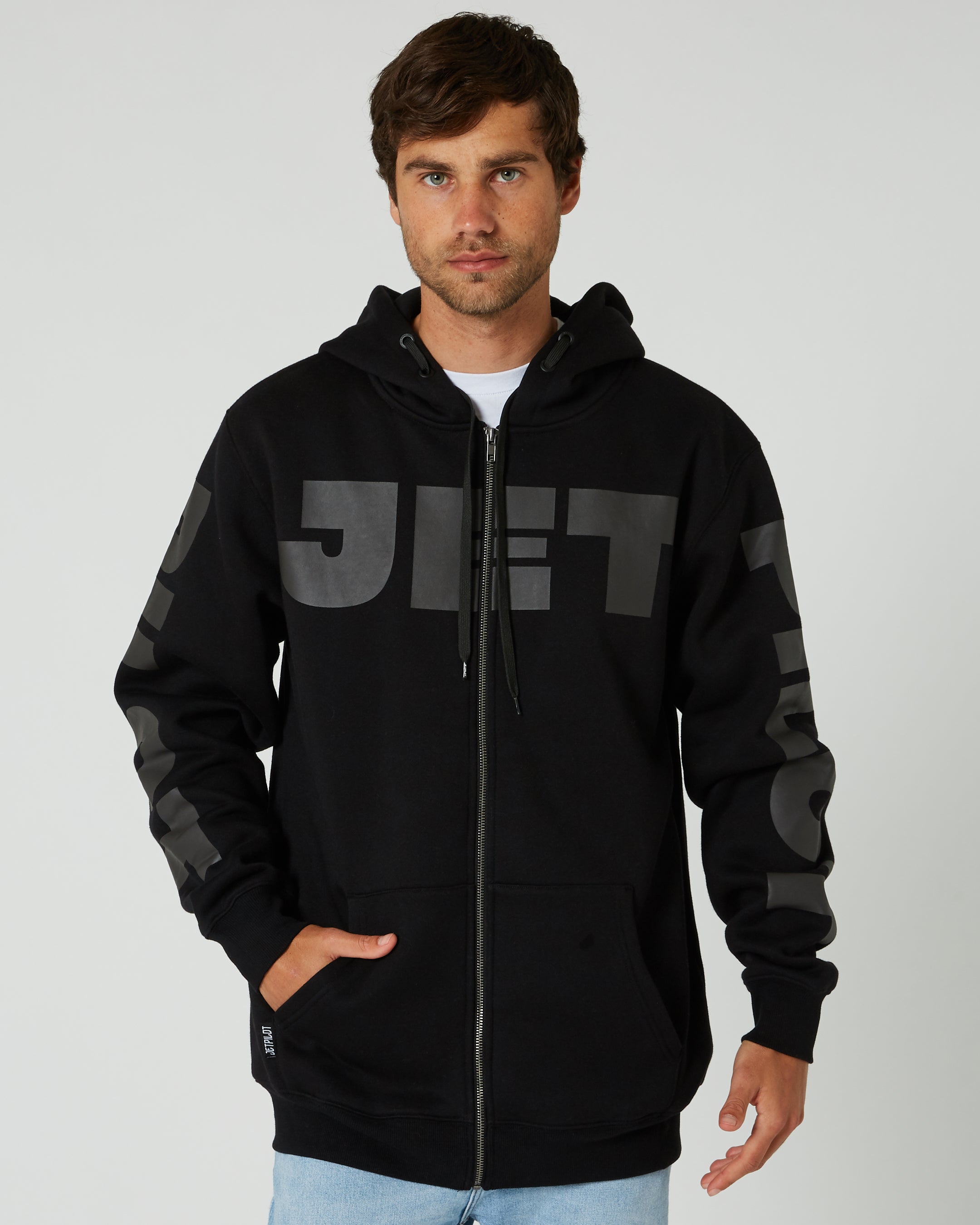Jetpilot Divided Mens Zip-Up Hoodie - Black