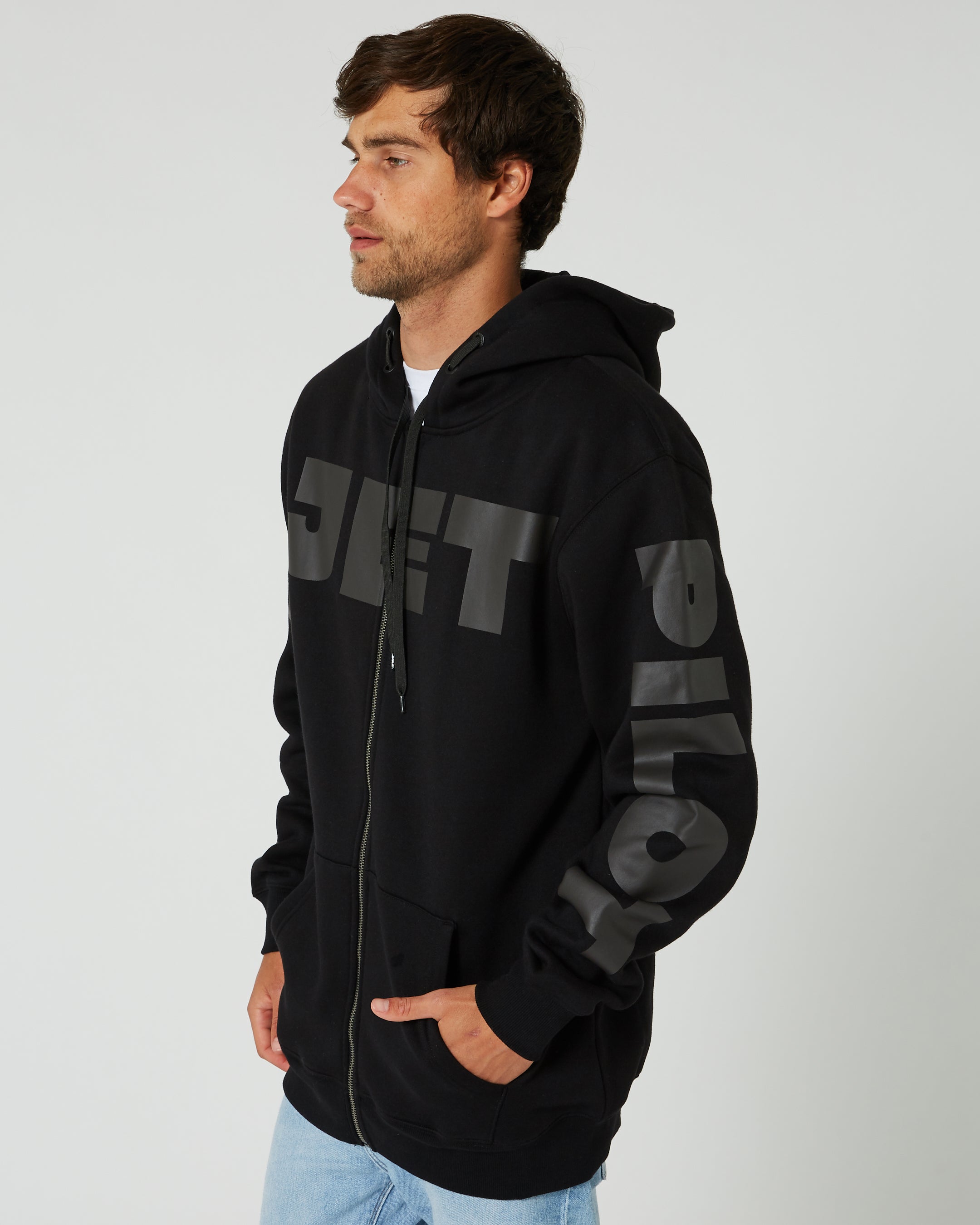 Jetpilot Divided Mens Zip-Up Hoodie - Black 2