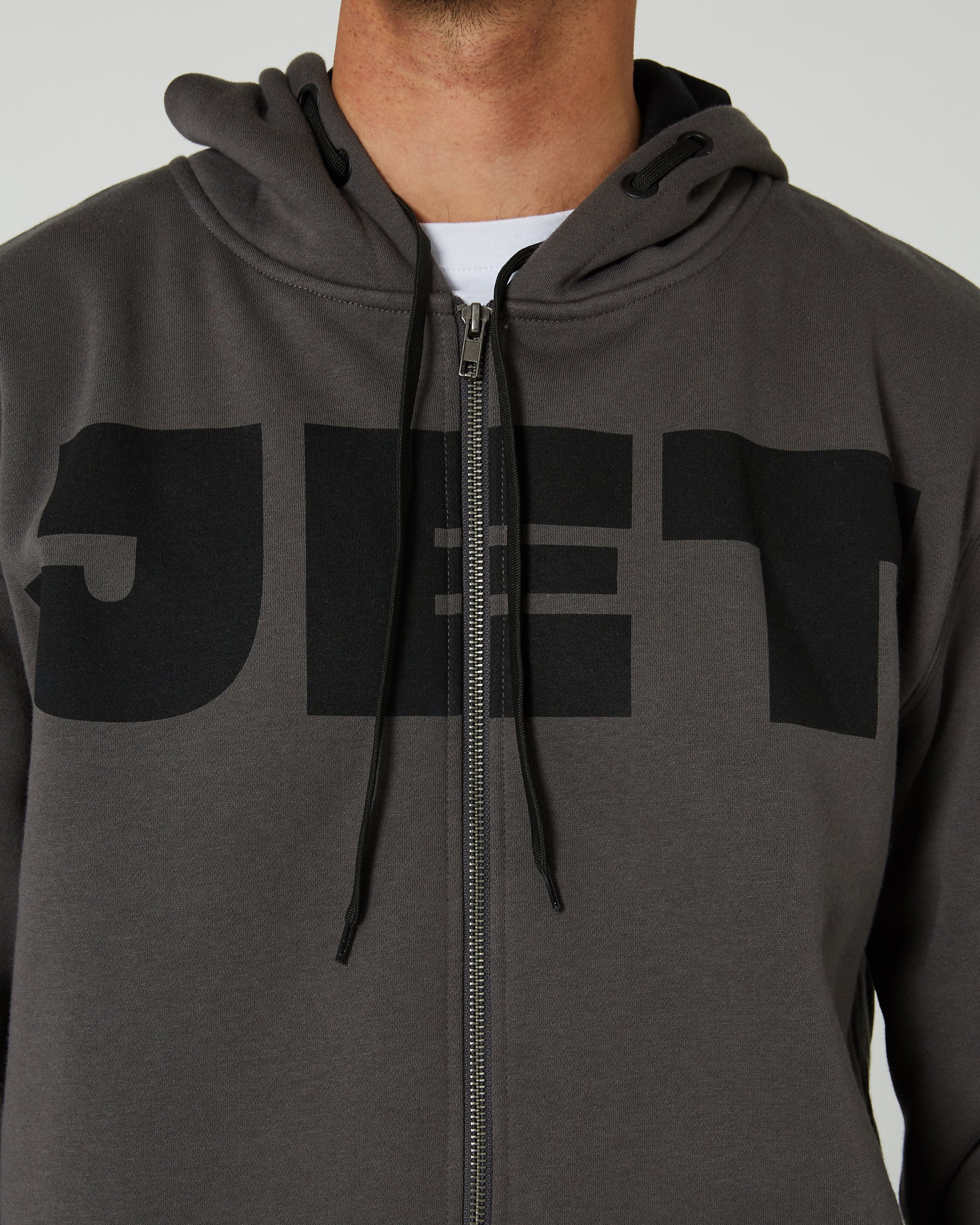 Jetpilot Divided Mens Zip-Up Hoodie - Charcoal 4