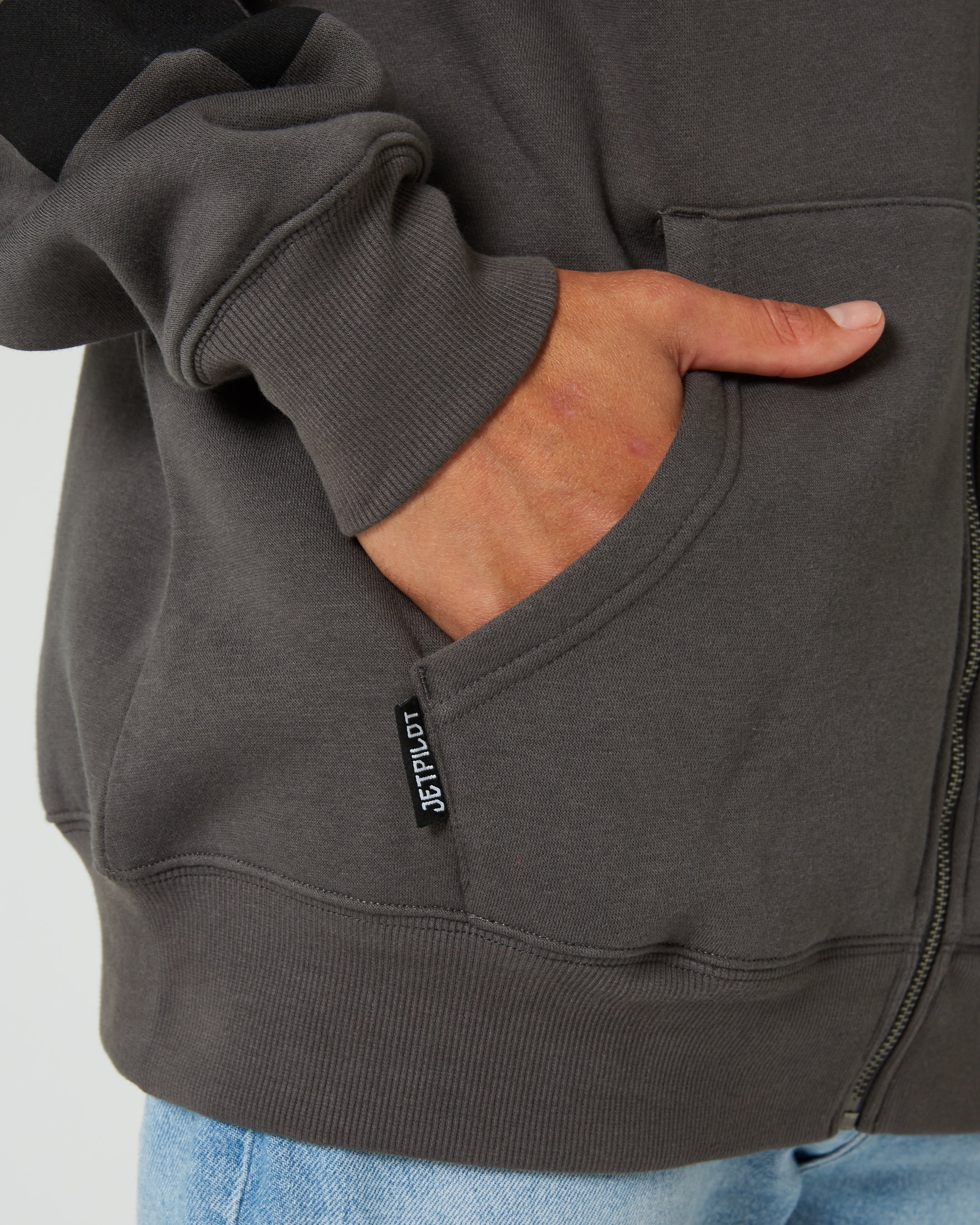 Jetpilot Divided Mens Zip-Up Hoodie - Charcoal 6