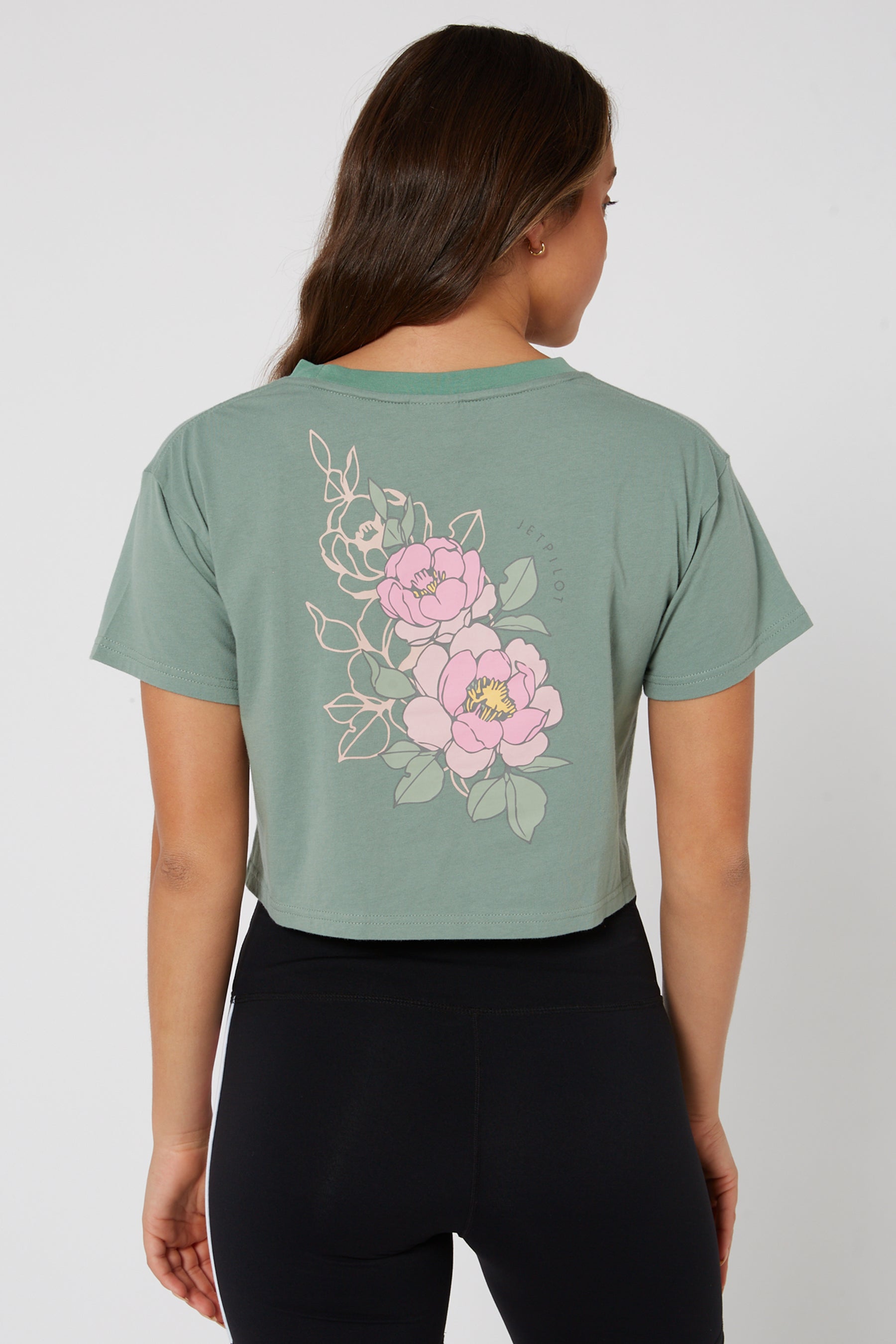 Jetpilot Flora Ladies S/S Crop Tee - Mist Green