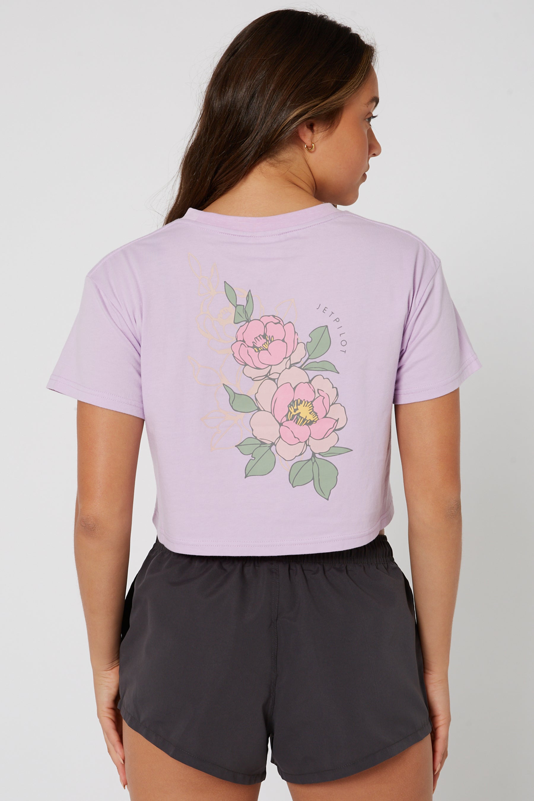 Jetpilot Flora Ladies S/S Crop Tee - Purple