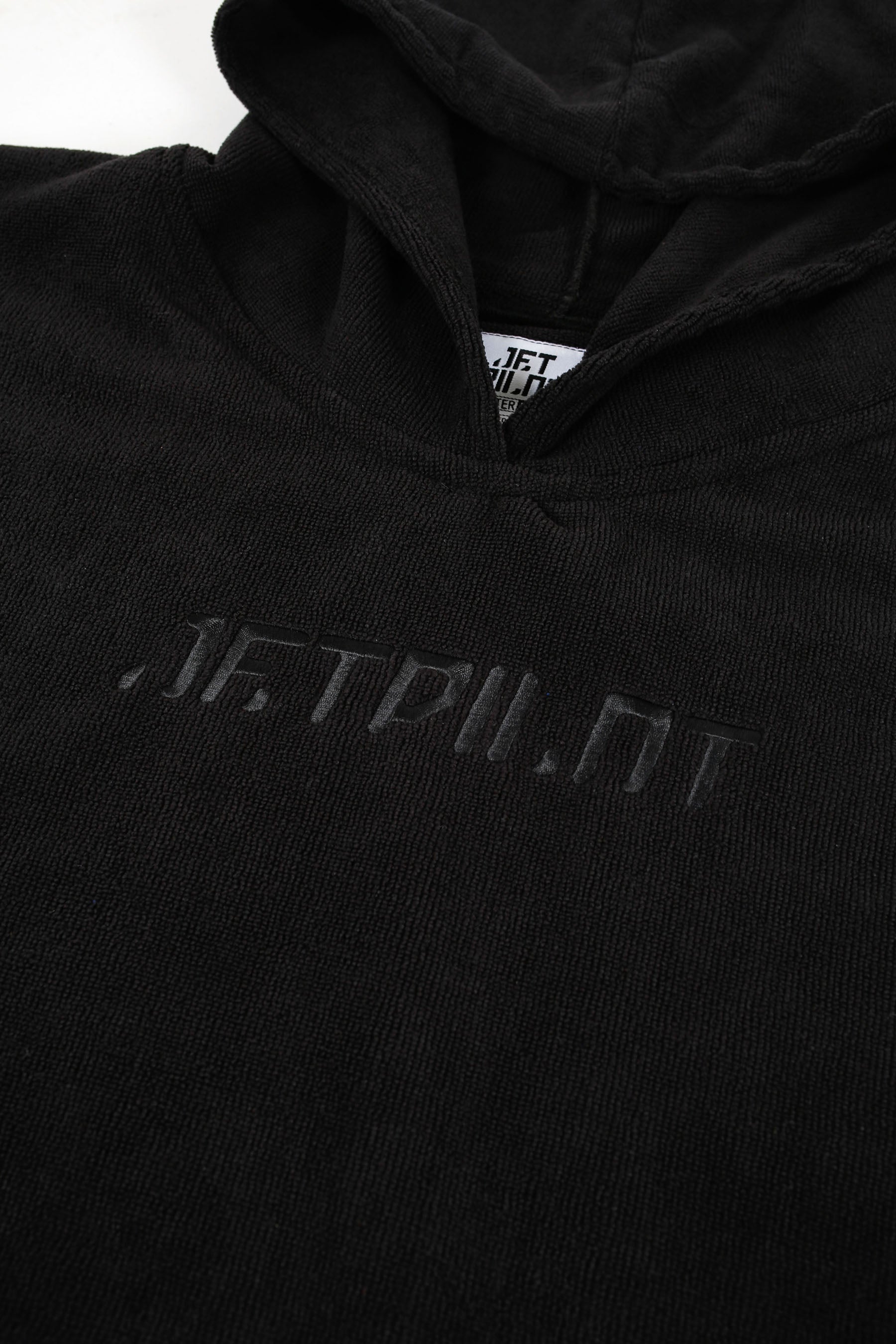 Jetpilot Venture Unisex Hoodie Towel - Black Logo Upclose — image 2