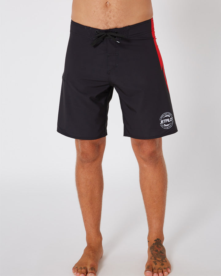 Jetpilot Bolts Mens Boardshort - Black/Red Lifestyle 6