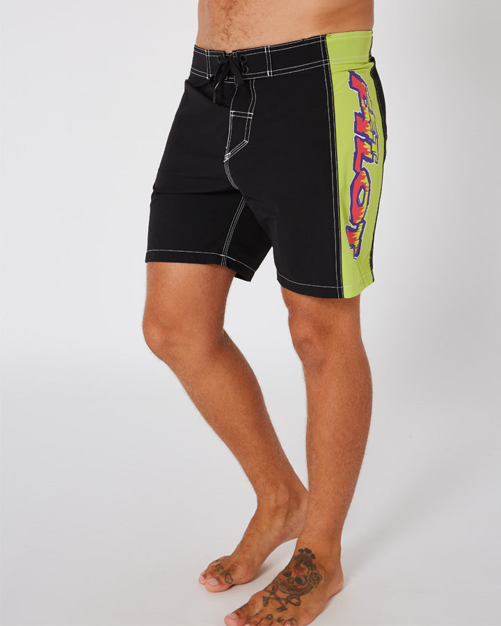 Jetpilot Colour Vision Mens Boardshort - Black/Green Lifestyle 3