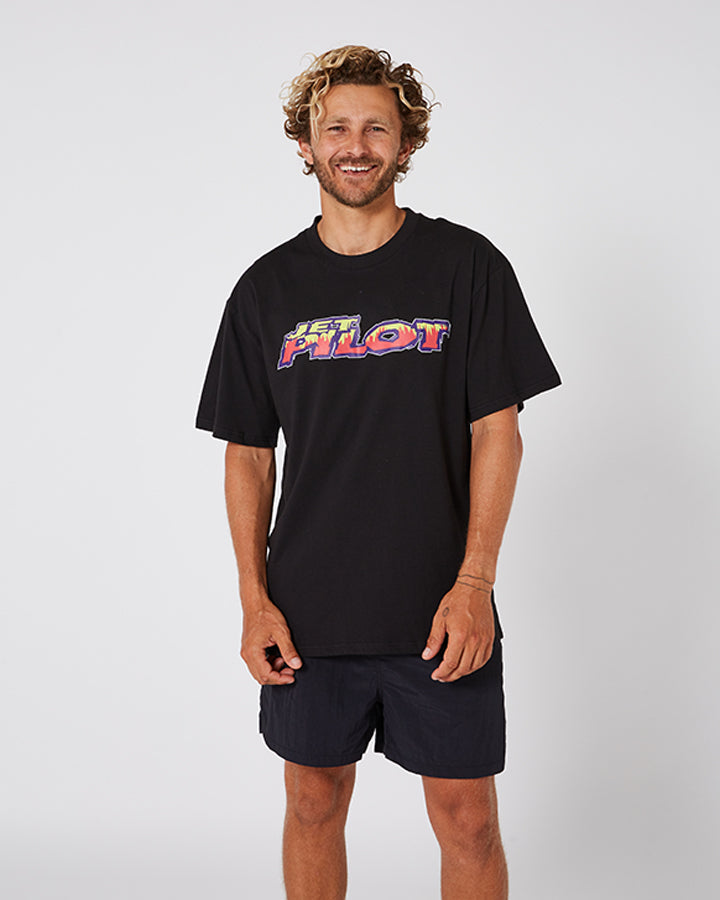 Jetpilot Colour Vision Mens Tee - Black Lifestyle 3