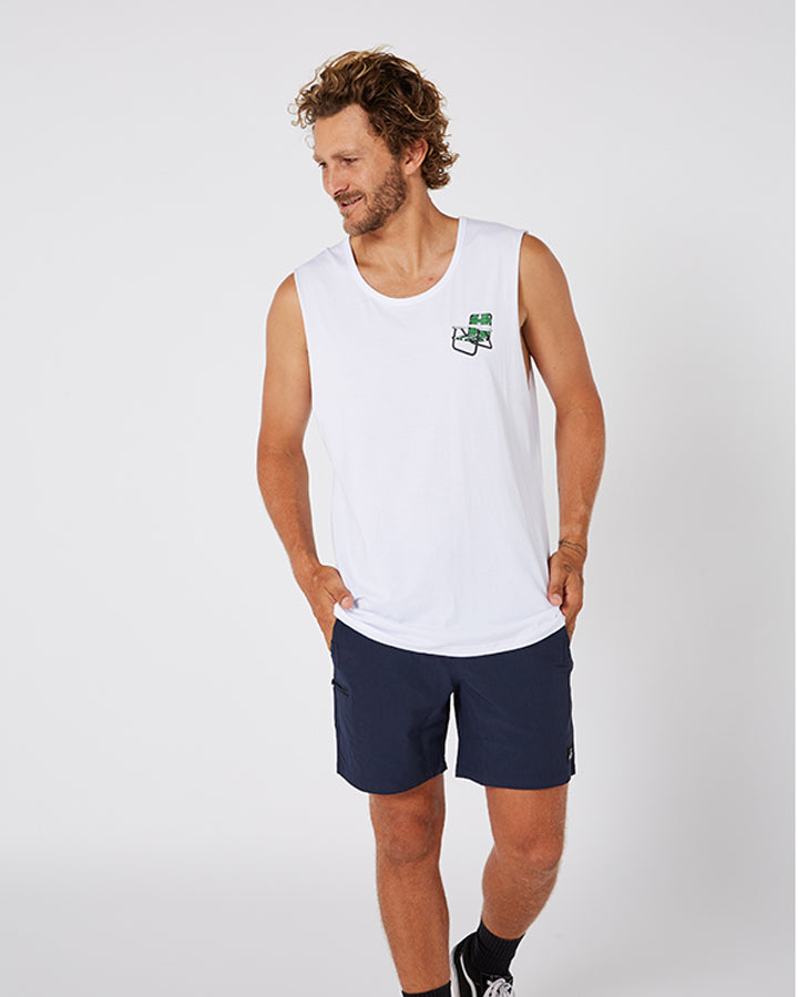 Jetpilot Get Lost Mens Muscle Tee - White Lifestyle 1