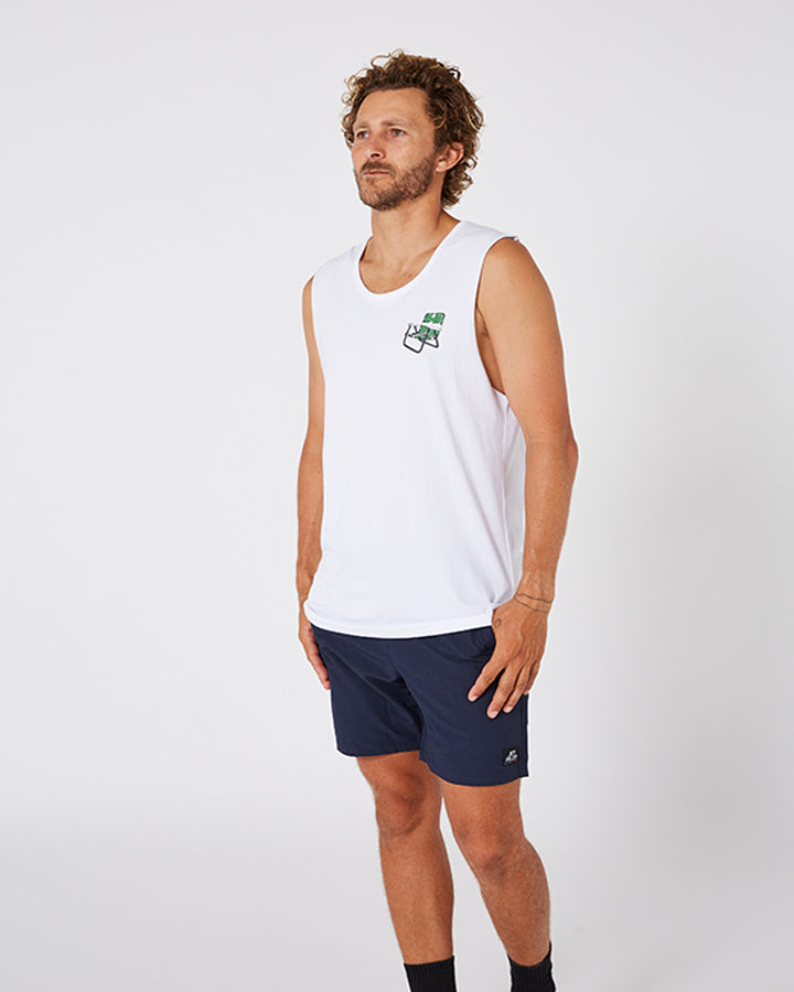 Jetpilot Get Lost Mens Muscle Tee - White Lifestyle 4