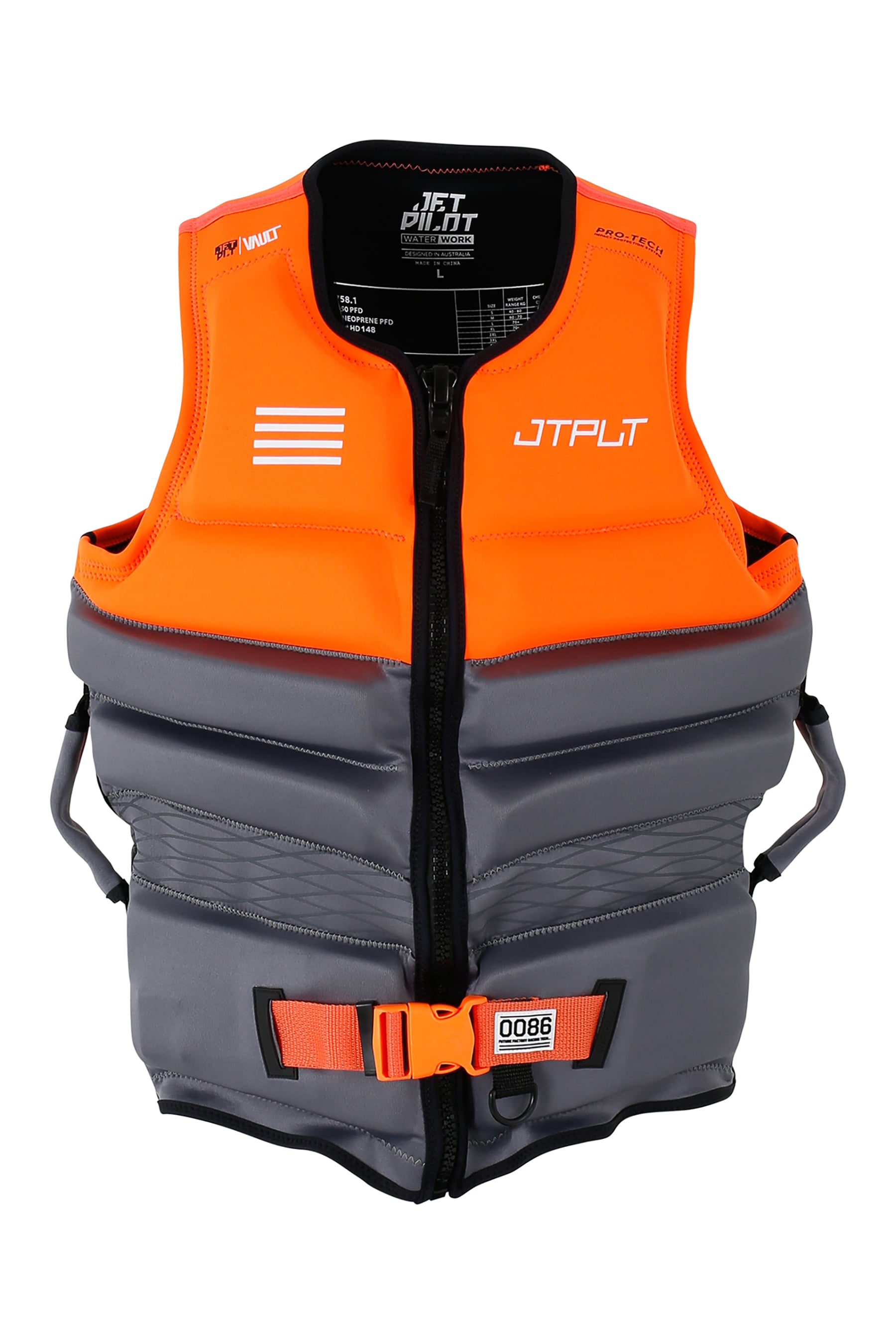 Jetpilot Vault Hyperflex Life Jacket - Charcoal/Orange L50