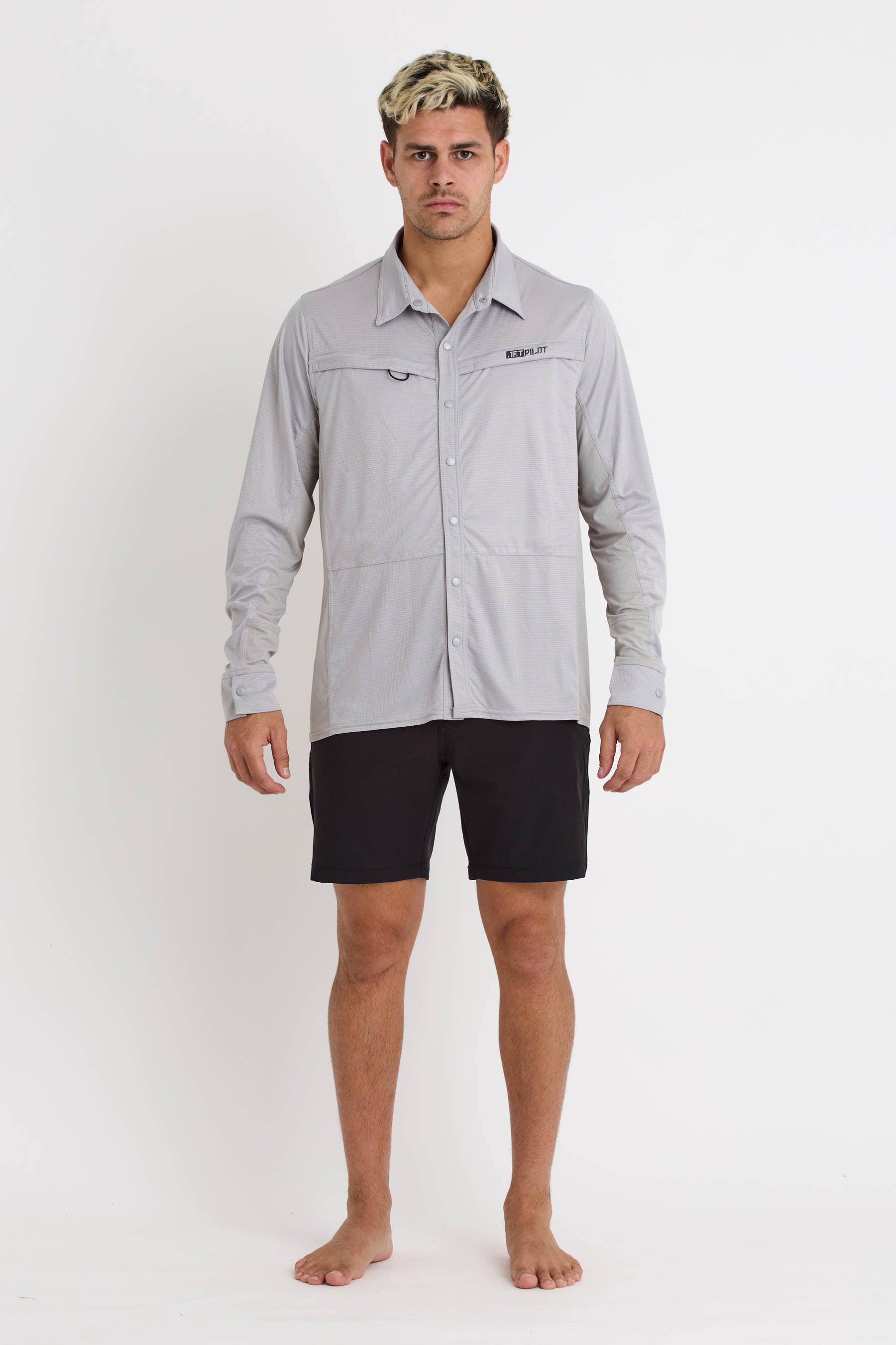 JA24186 Jetpilot Venture Ls Mens Sun Shirt - Grey - 1