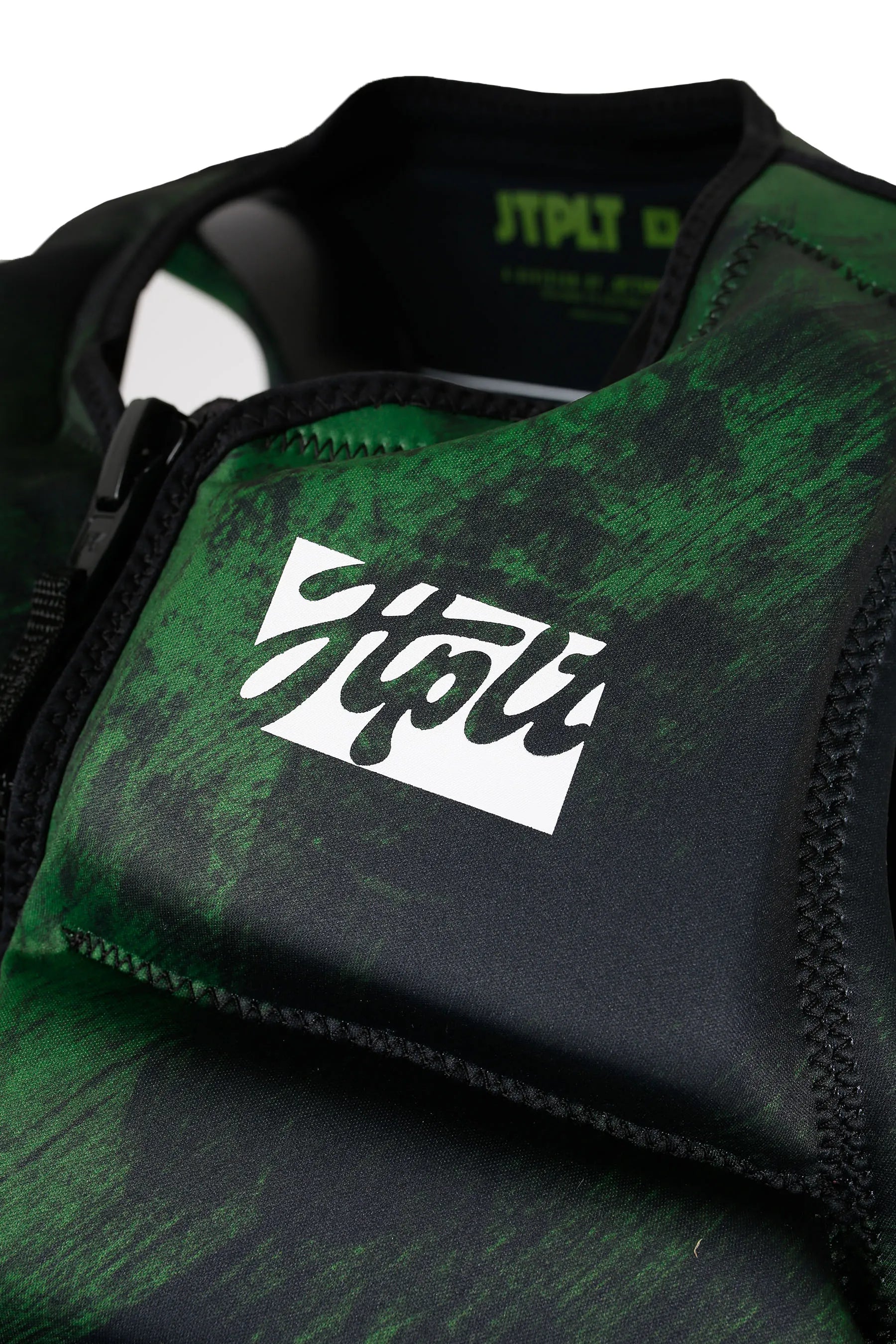 Jetpilot Phase Hyperflex Life Jacket - Green branding on a white background