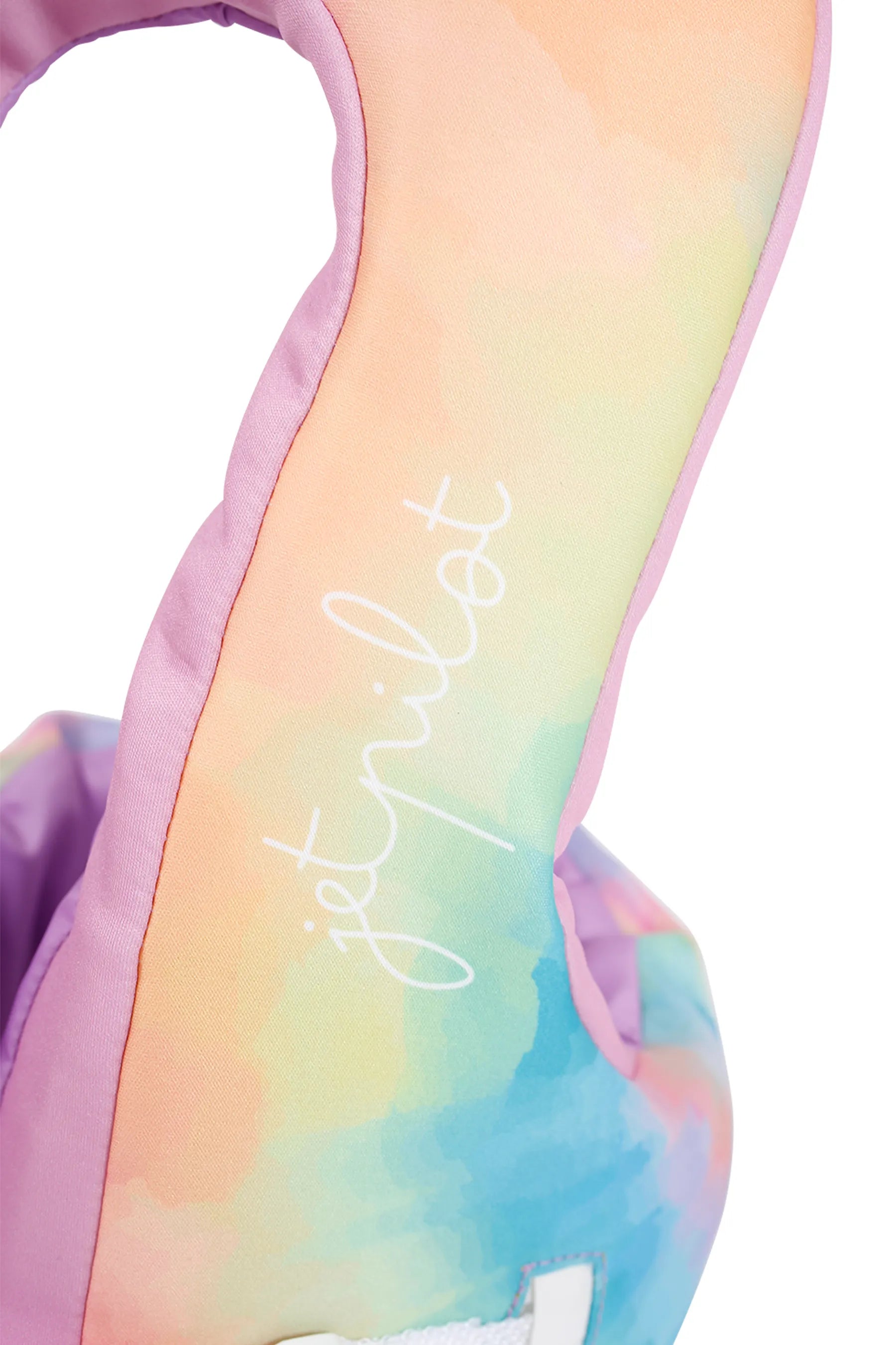 Colourful tie-dye Jetpilot Paddle Pal Splash Swim Vest - Tie Dye with 'Jetpilot' branding on a white background