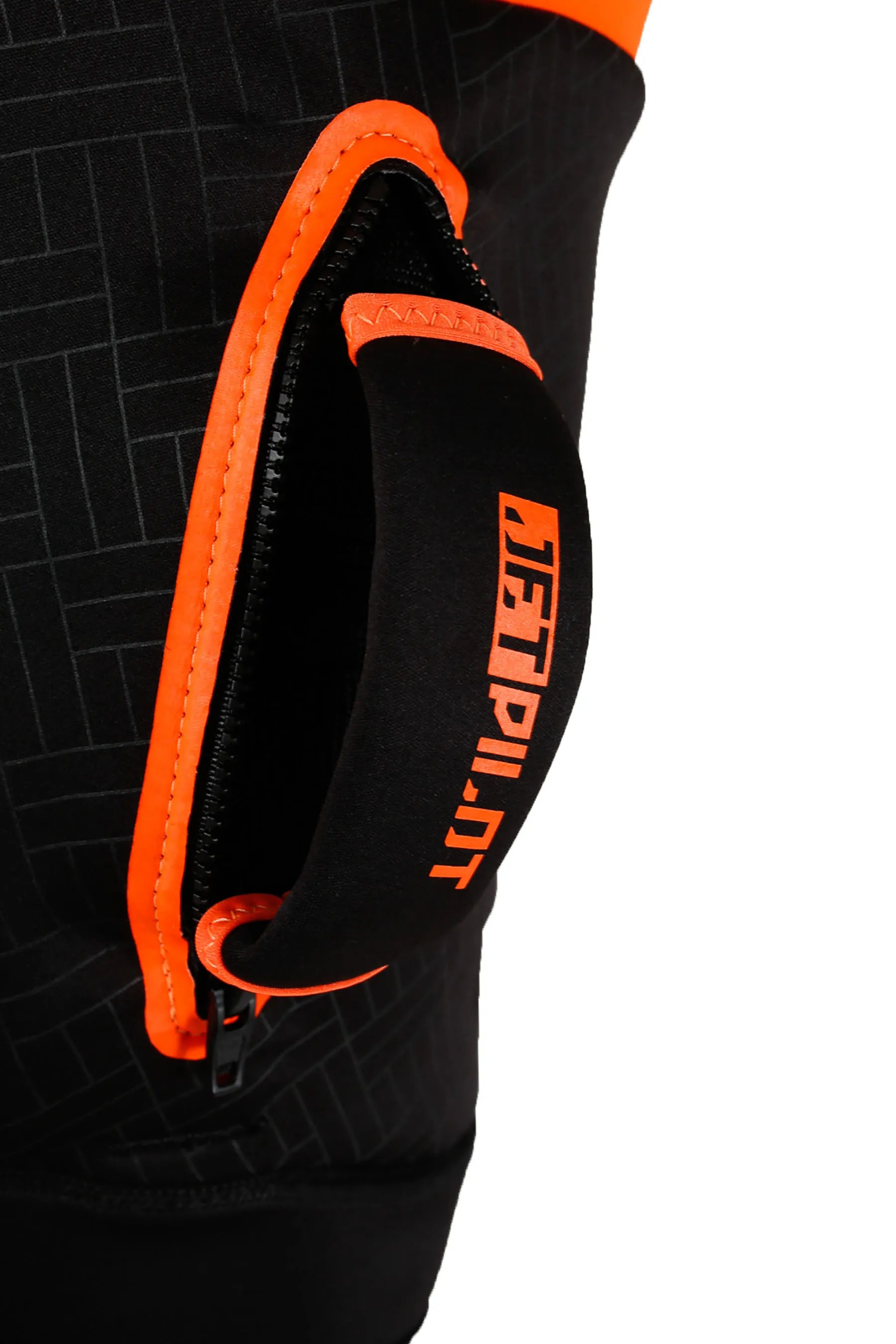 Jetpilot Cause Life Jacket - Orange/Black with 'JETPILOT' branding on a white background, patented hidden supergrip handles