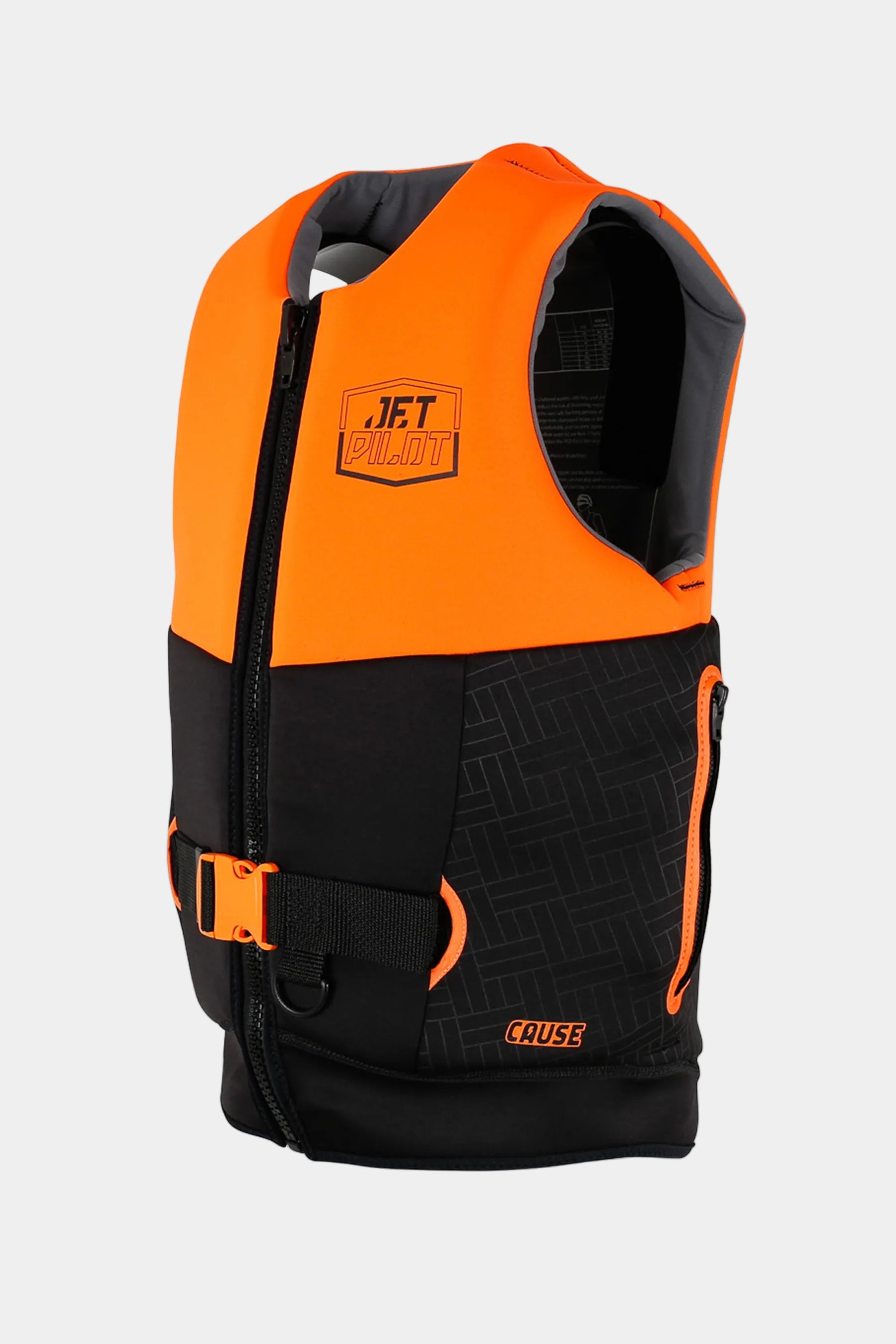 Jetpilot Cause Life Jacket - Orange/Black with visible branding on a white background