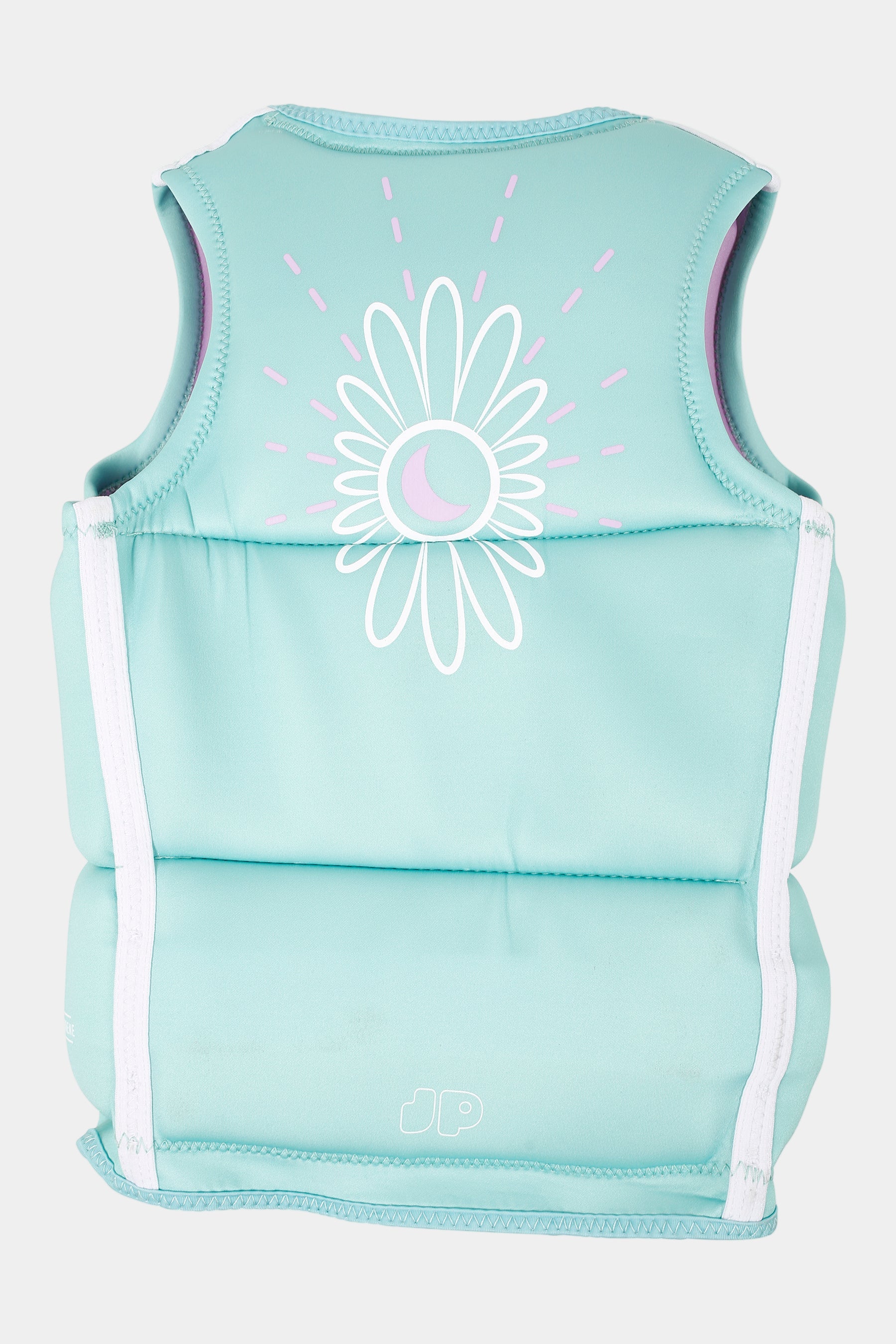 Jetpilot Freeride Girls Life Jacket - Teal with a white flower design on a white background