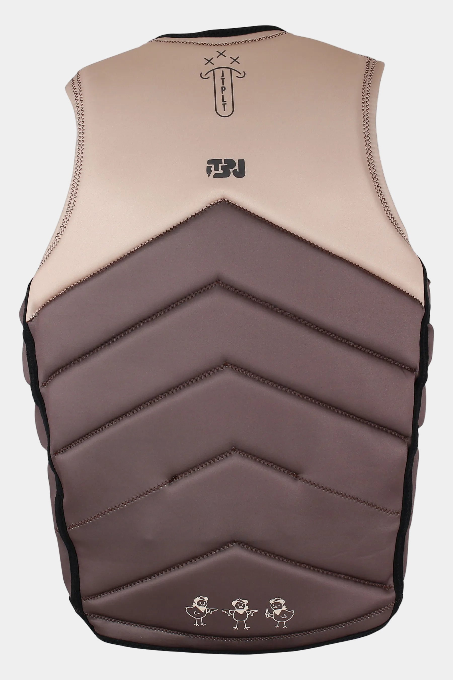 Jetpilot X1 Life Jacket - JTPLT X Heatley - Brown with JTPLT and TBJ brand logo on a white background