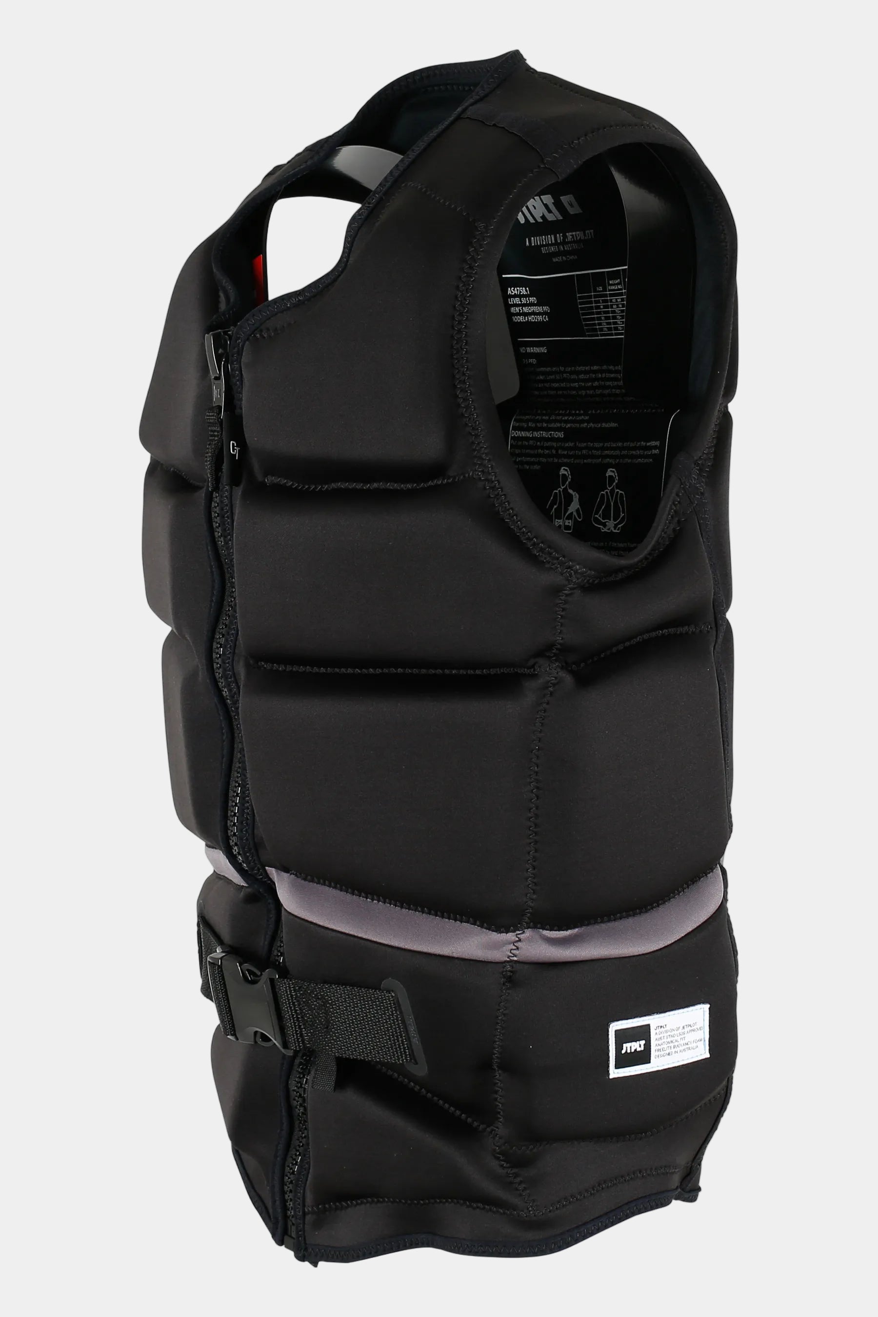 Jetpilot C4 Mens Life Jacket - Cory Tuenissen Signature Series - Black with visible branding on a white background - Side Profile View