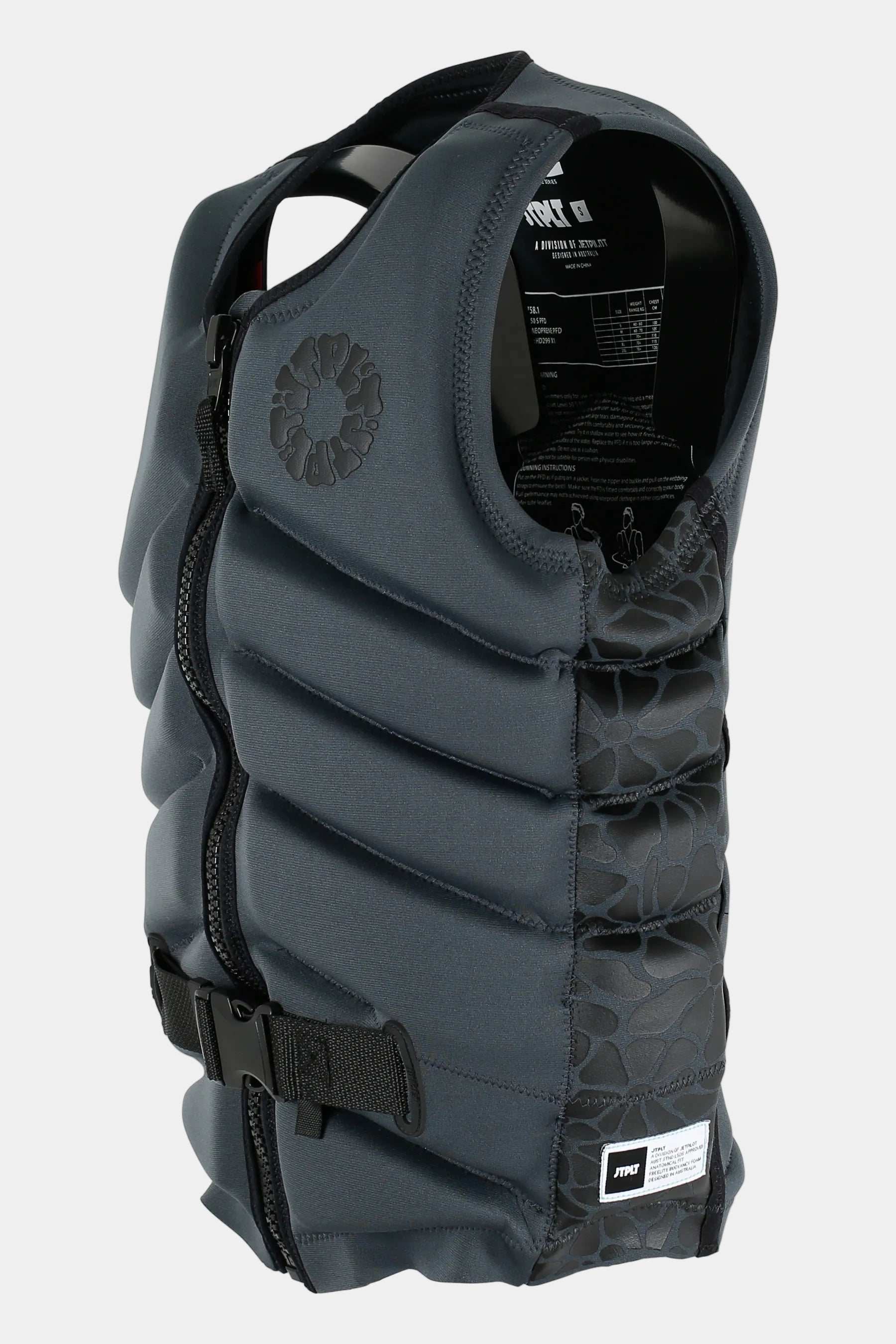 Jetpilot X1 Life Jacket - Bust Dunn Signature Series - Charcoal with branding on a white background