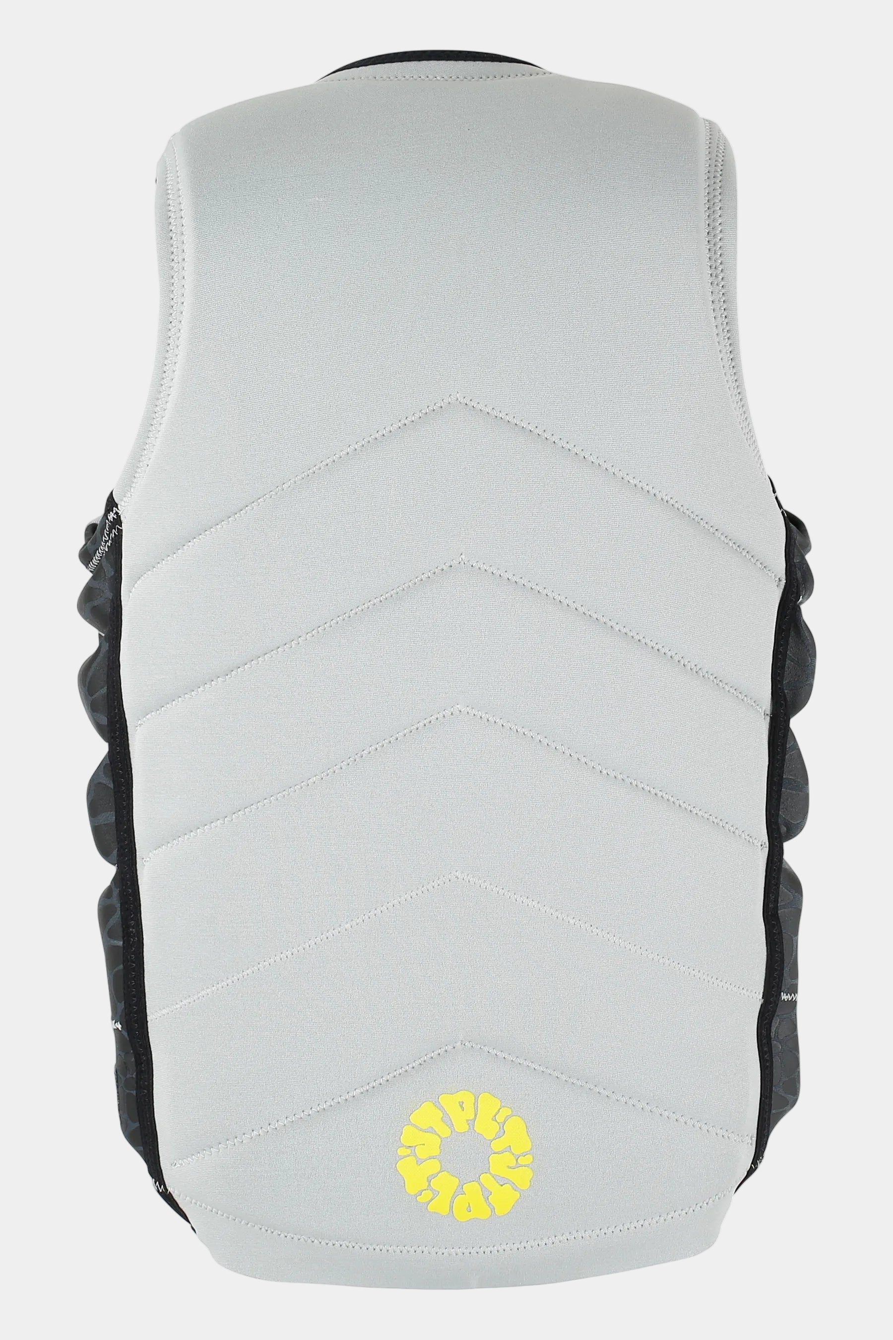 Jetpilot X1 Life Jacket - Busty Dunn Signature Series - Light Greywith a yellow logo on a white background
