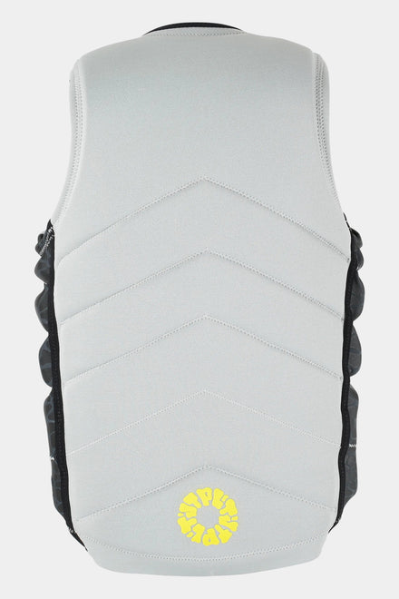 Jetpilot X1 Life Jacket - Busty Dunn Signature Series - Light Greywith a yellow logo on a white background — image 2