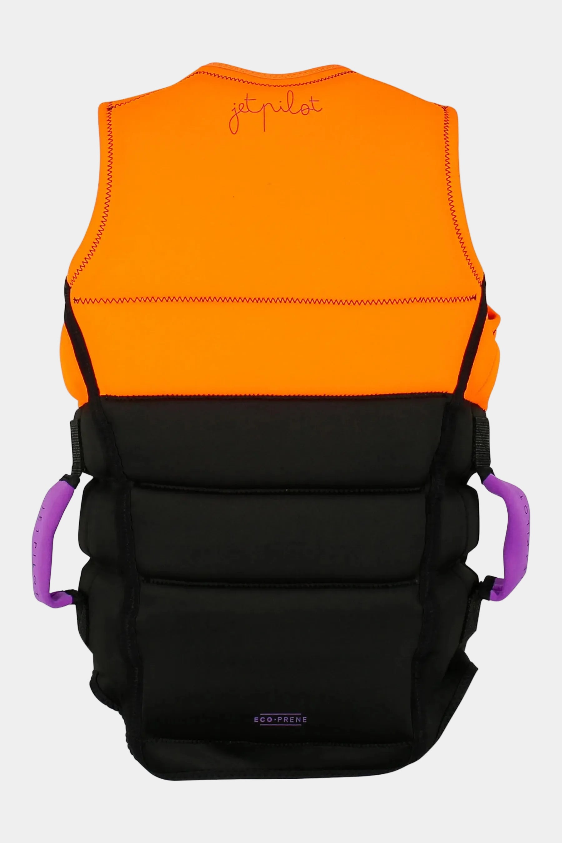 Orange and black life vest with purple Super Grip Handles on a white background — view 3 (4)
