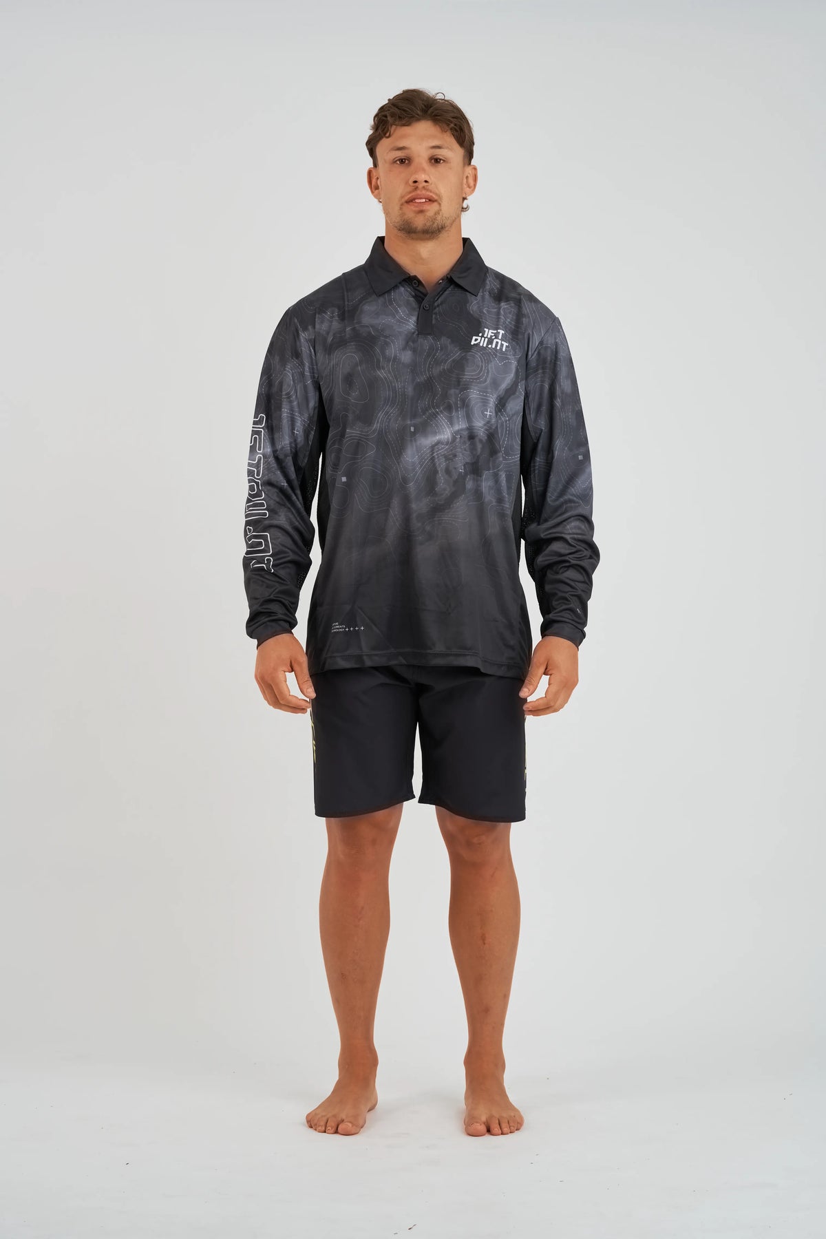 Jetpilot Venture Mens Long Sleeve Fishing Polo - Black