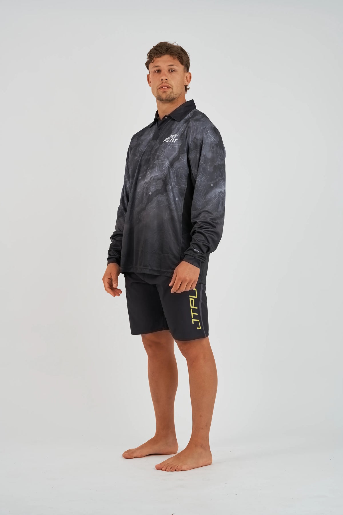 Jetpilot Venture Mens Long Sleeve Fishing Polo - Black
