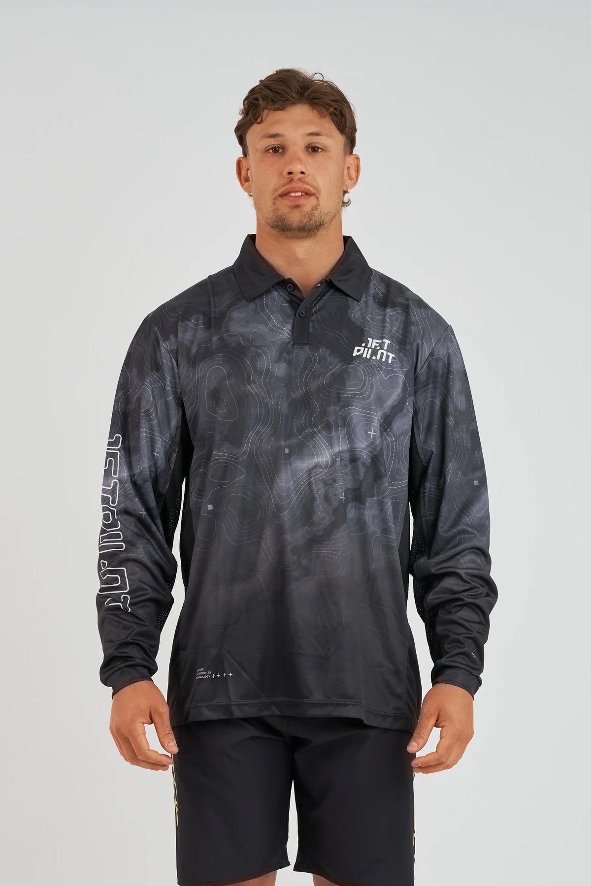 Jetpilot Venture Mens Long Sleeve Fishing Polo - Black