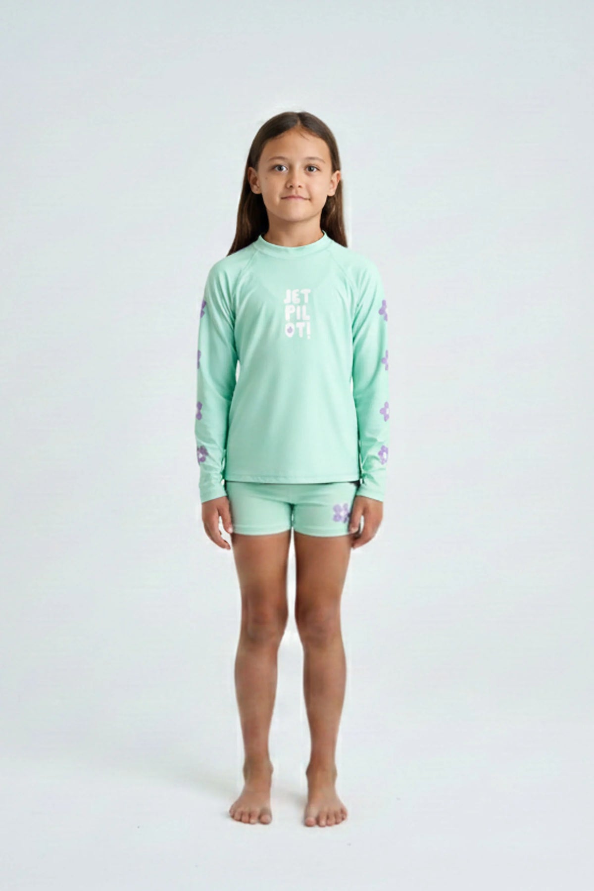 Jetpilot Youth Girls Long Sleeve Rashie Set - Teal