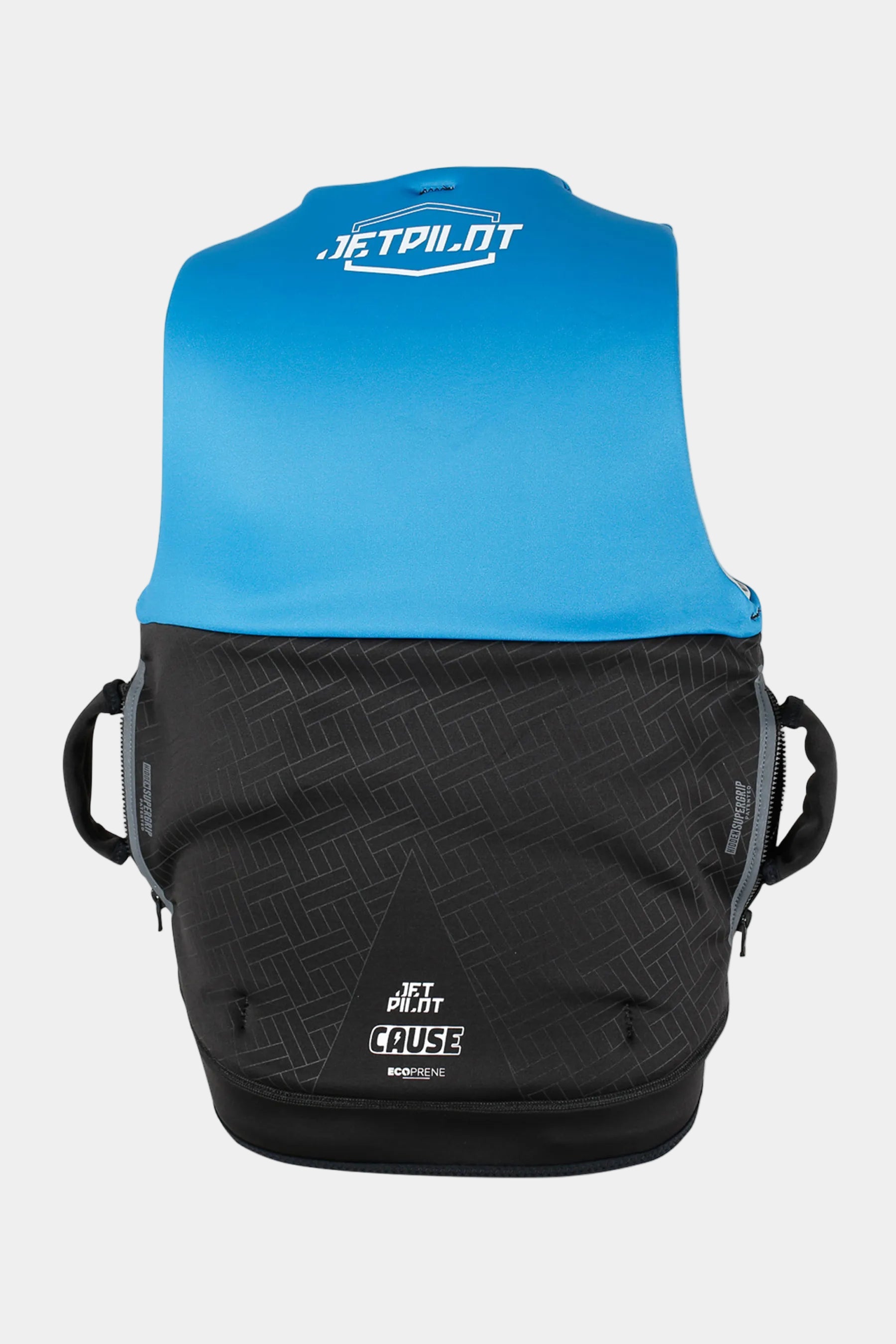 Blue and black backpack with Jetpilot branding on a white background