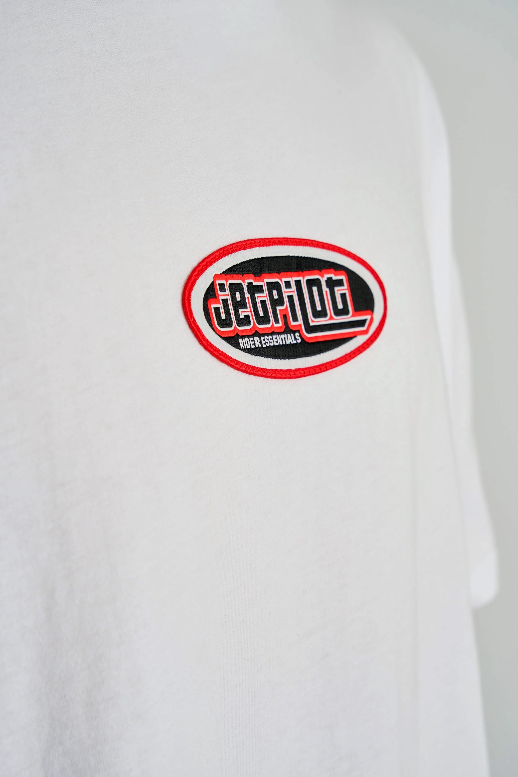 Jetpilot Factory Heavy Tee - White with a red and black logo on a light grey background — image 2