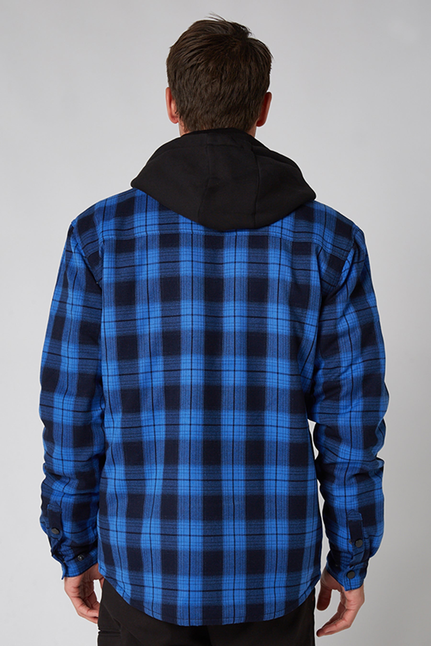 Blue and store black flannel jacket