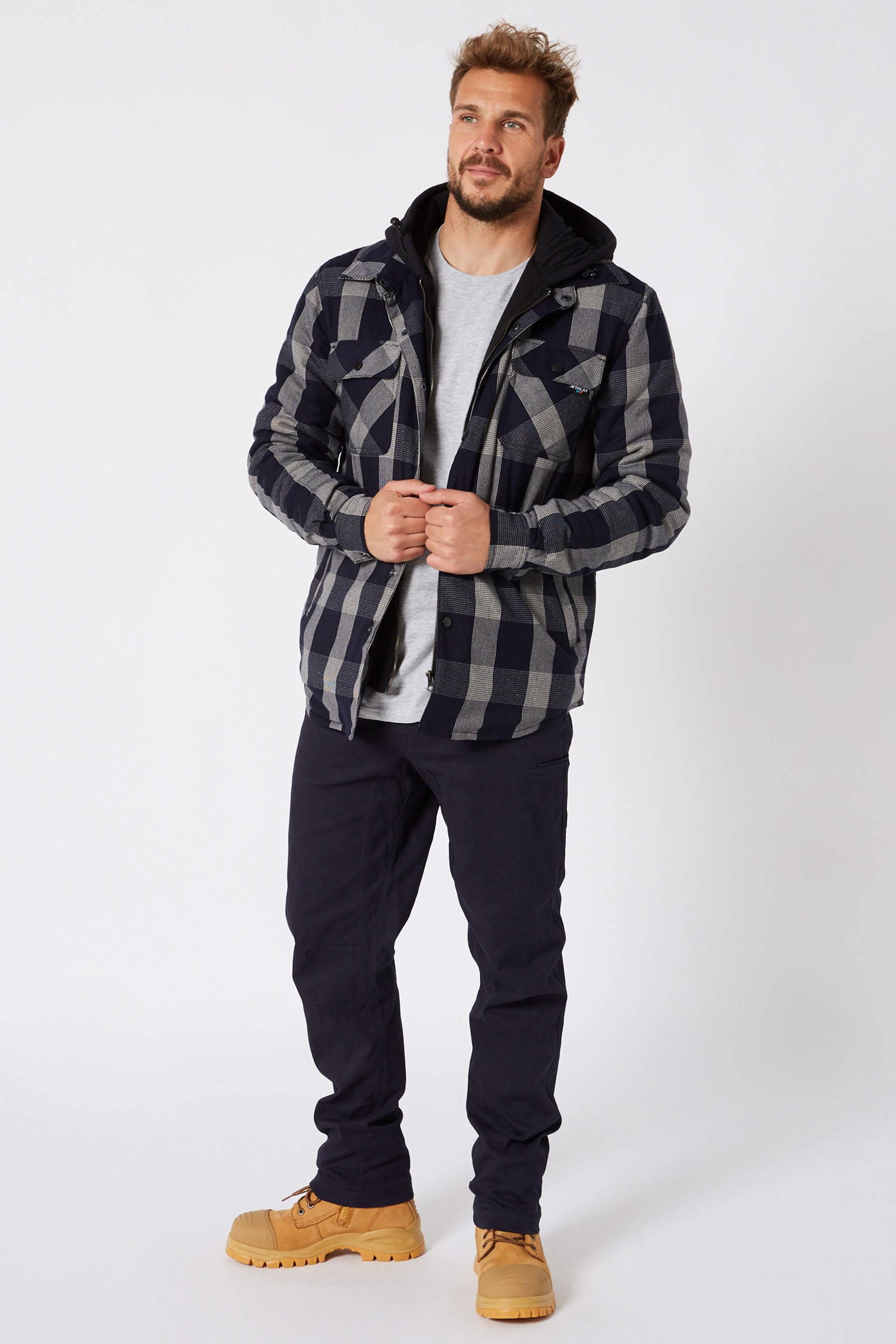 JP Quilted Flannel Jacket - Navy