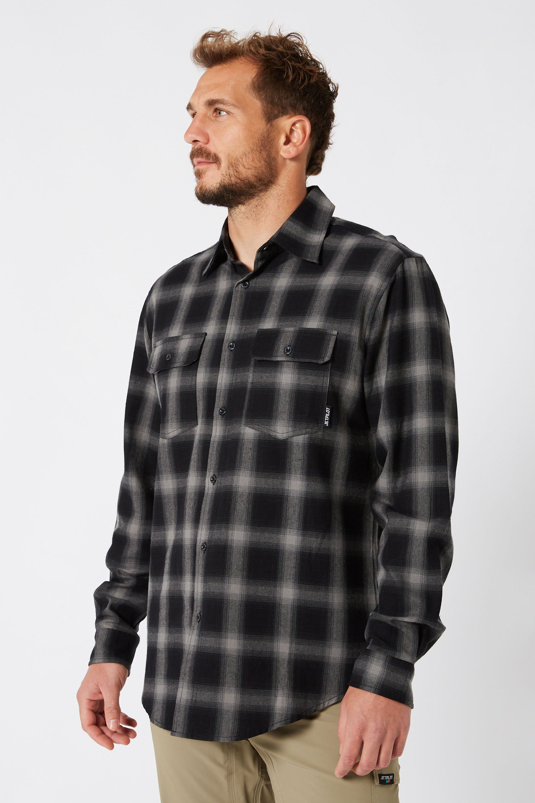 Jetpilot Mens Flannel Shirt - Black