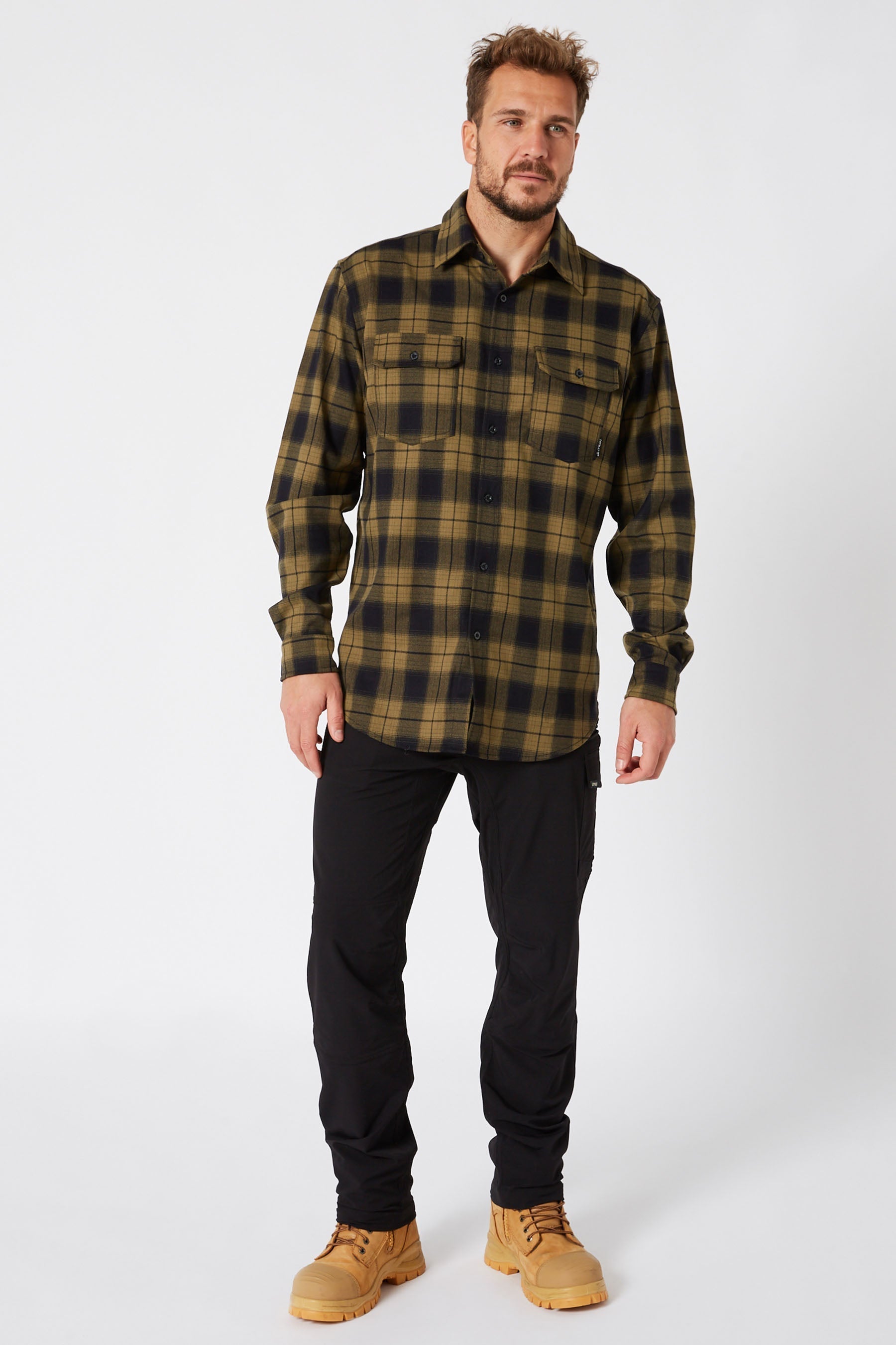 Jetpilot Mens Flannel Shirt - Mustard