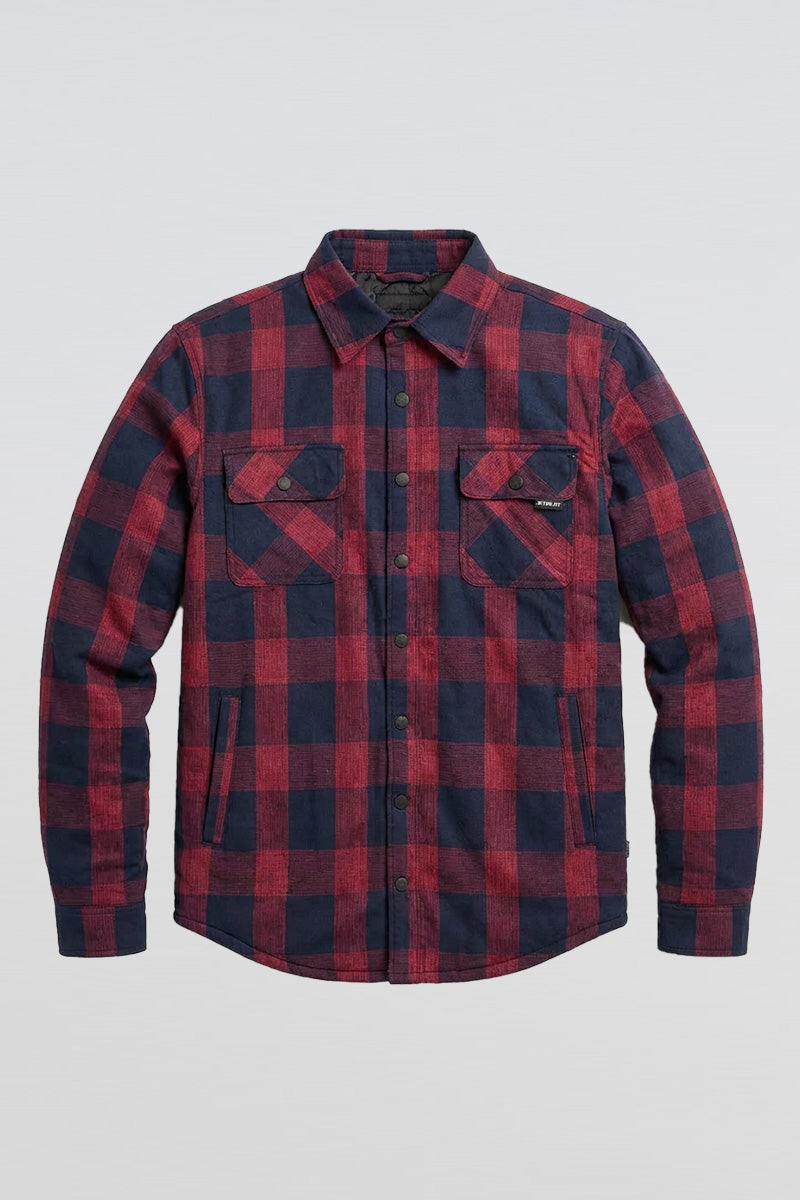 Layered Quilted Flannel Jacket - Red - photo 3 — view 3 (3)
