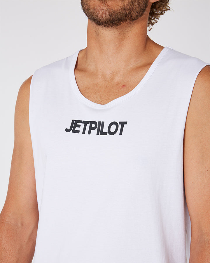 Jetpilot Limits Mens Muscle Tee - White Lifestyle 6