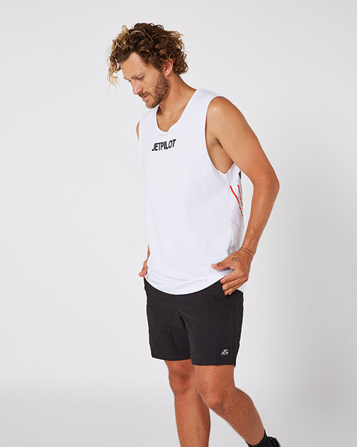 Jetpilot Limits Mens Muscle Tee - White Lifestyle