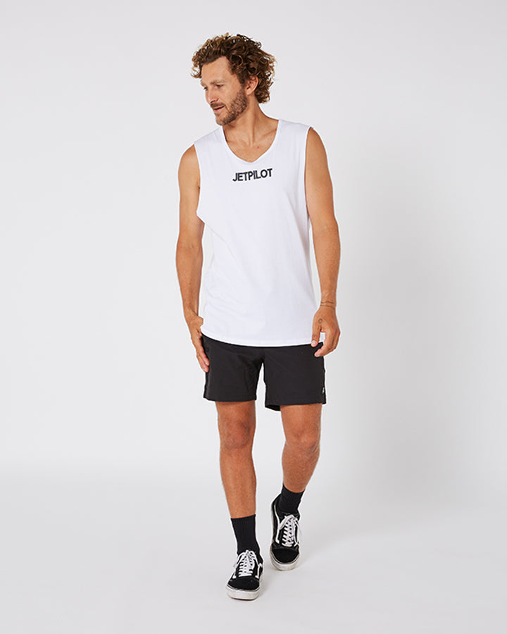 Jetpilot Limits Mens Muscle Tee - White Lifestyle 4