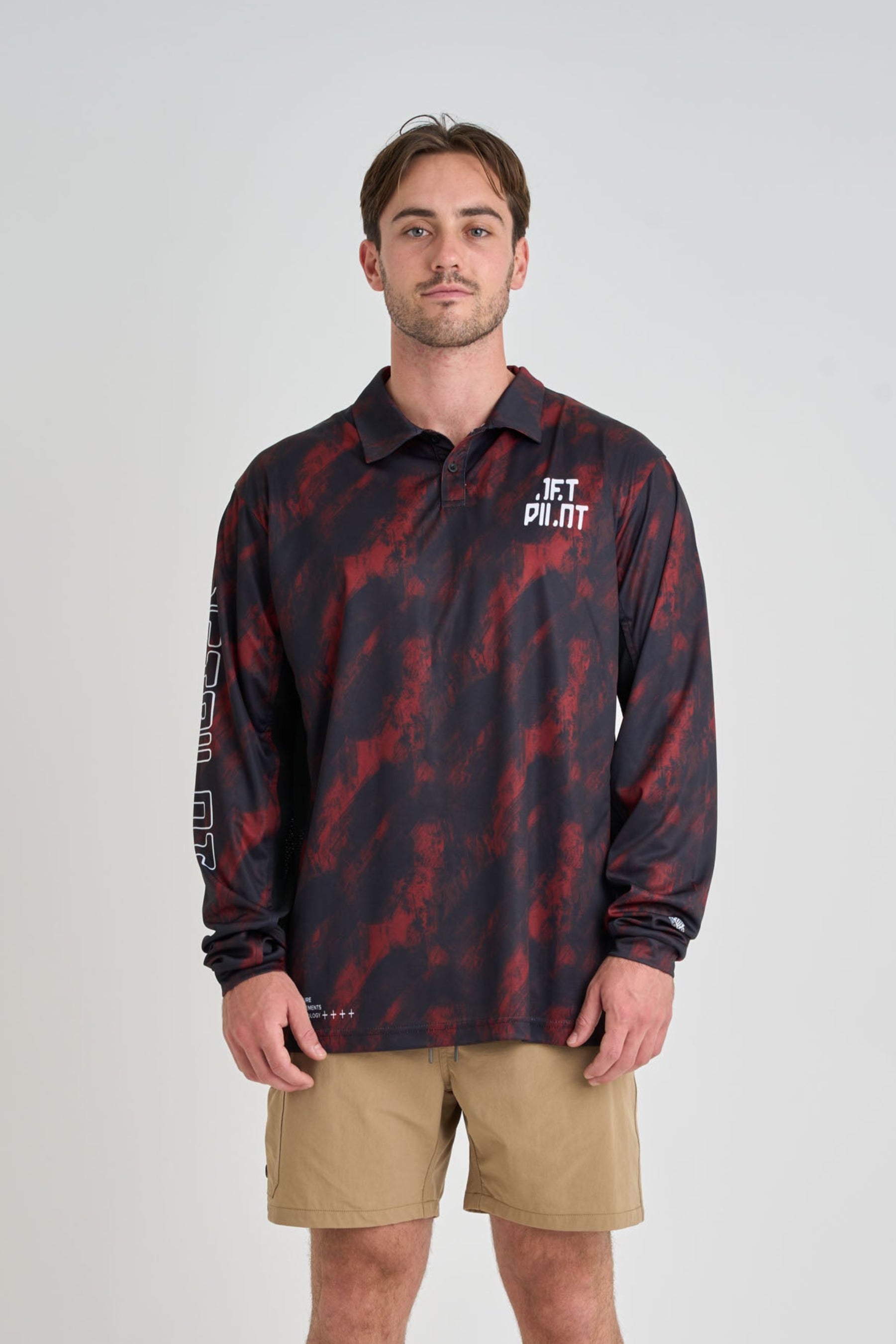 Jetpilot Venture Long Sleeve Fishing Polo - Red