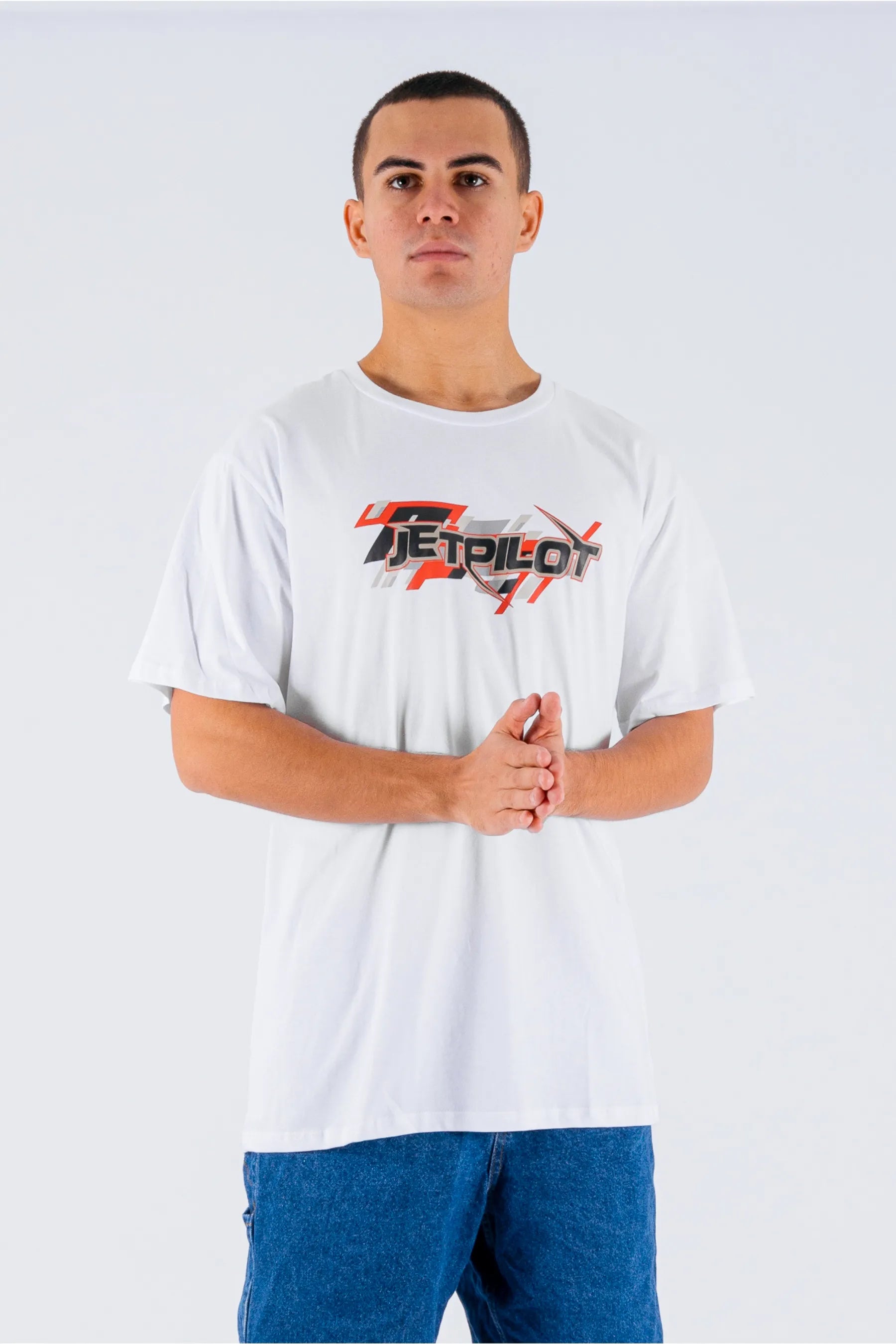 White tee with Jetpilot logo — view 4 (3)