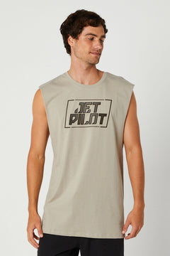 Jetpilot Corp Mens Muscle T-Shirt Warm Grey
