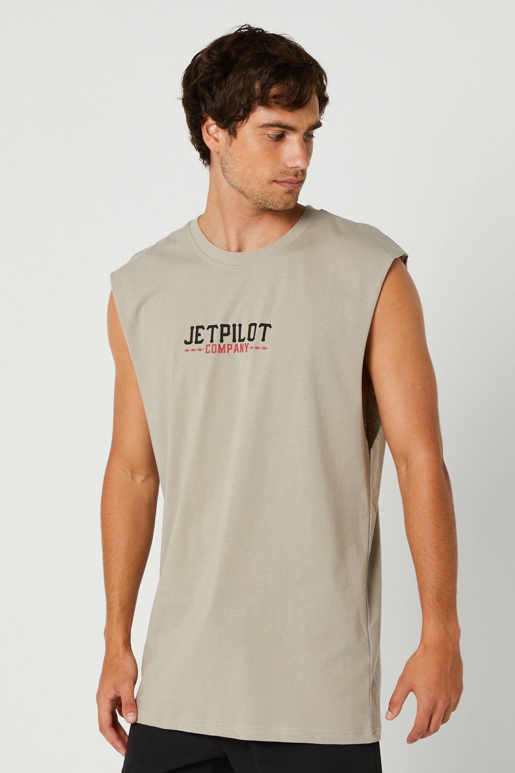 Jetpilot Hardcore Mens Muscle T-Shirt Warm Grey 3