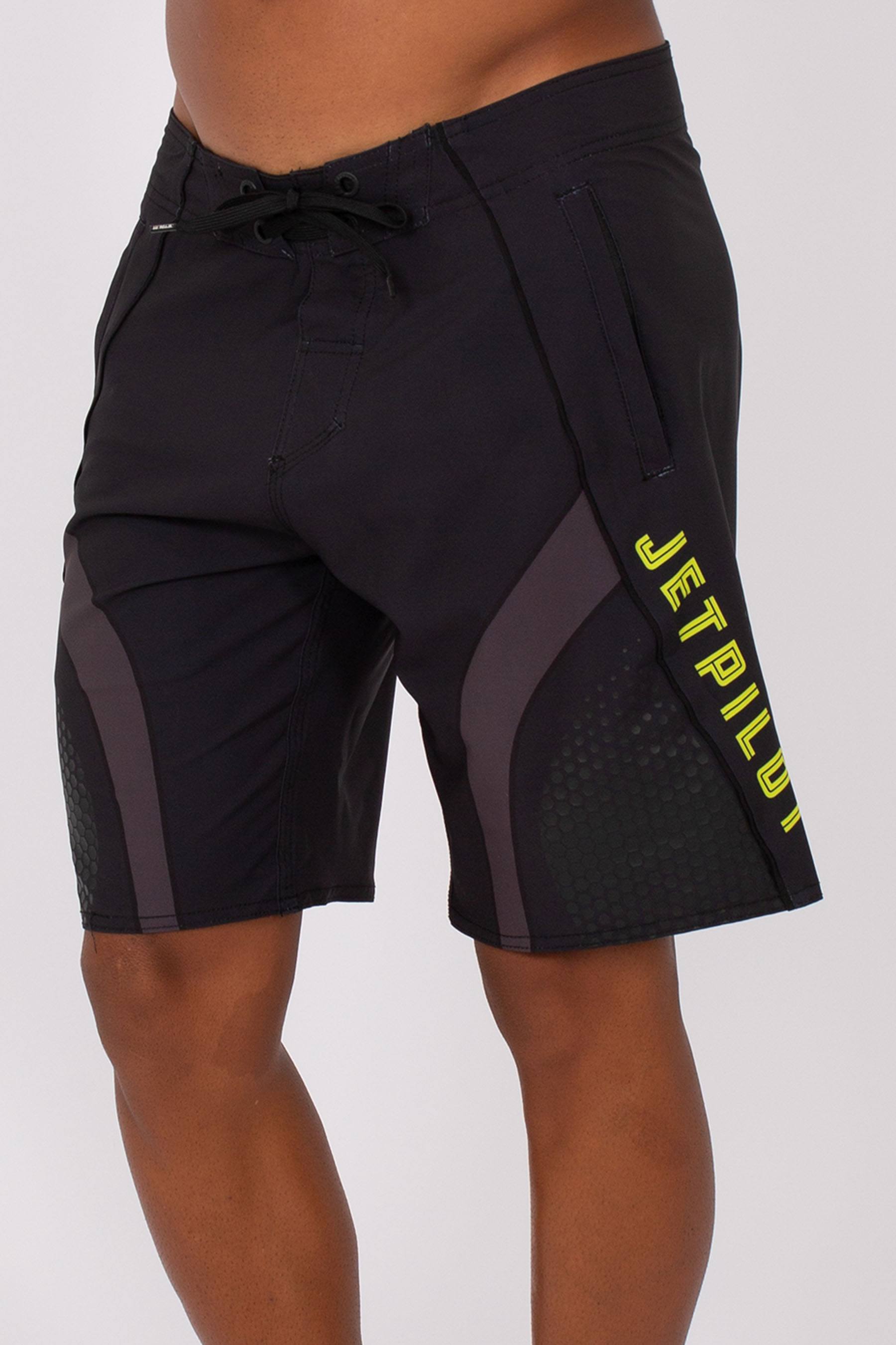 Jetpilot Firefly Mens Boardshorts Charcoal Yellow 2