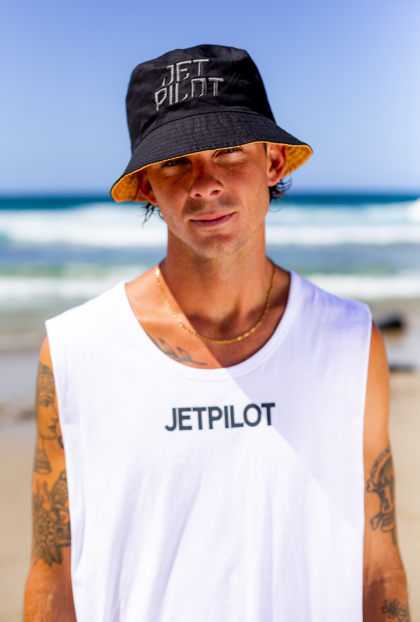 Jetpilot Landscape Revo Mens Bucket Hat - Black/caramel Lifestyle 2