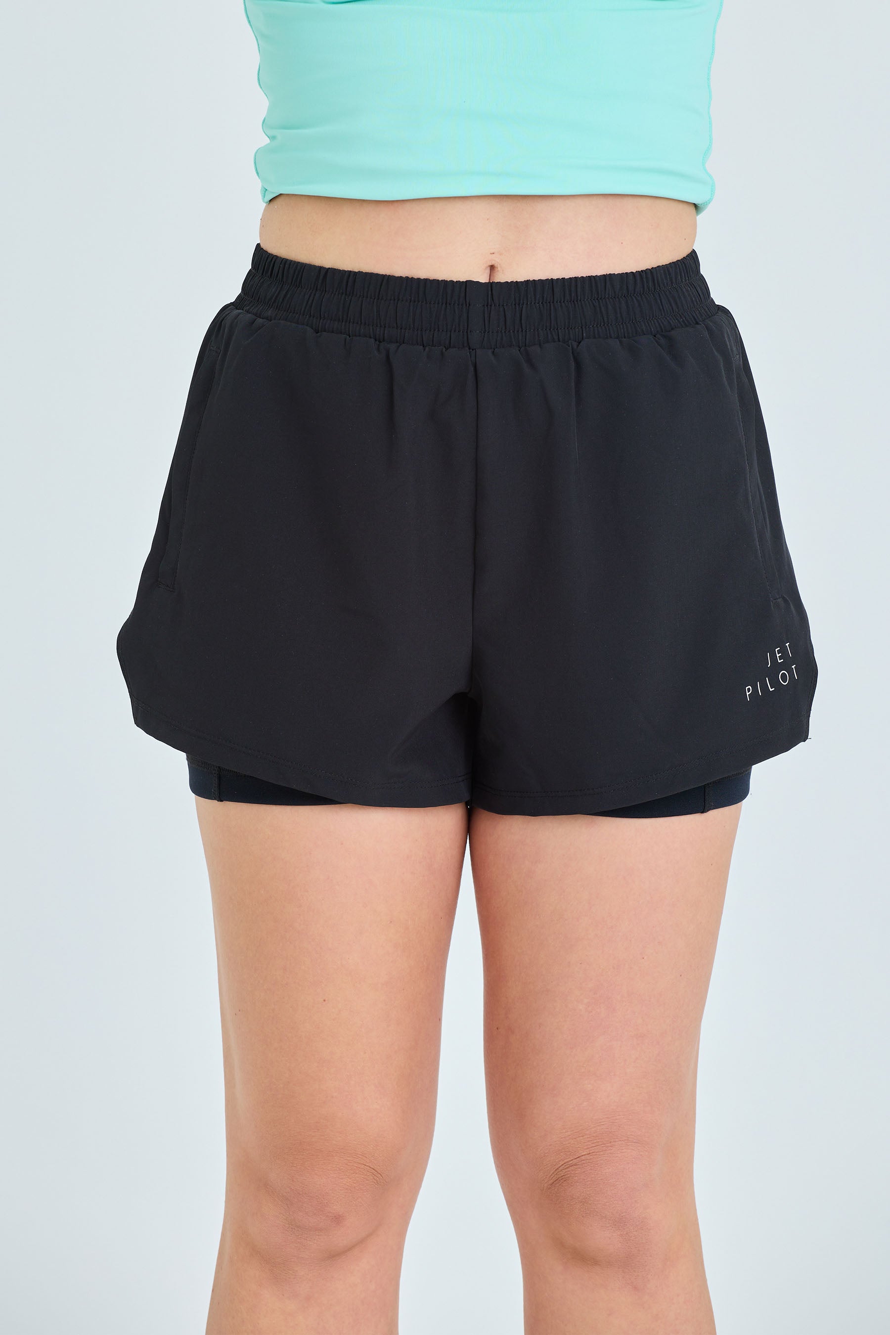 S24006 Jetpilot Corp Ladies Elastic Waist Rideshort - Black - 1