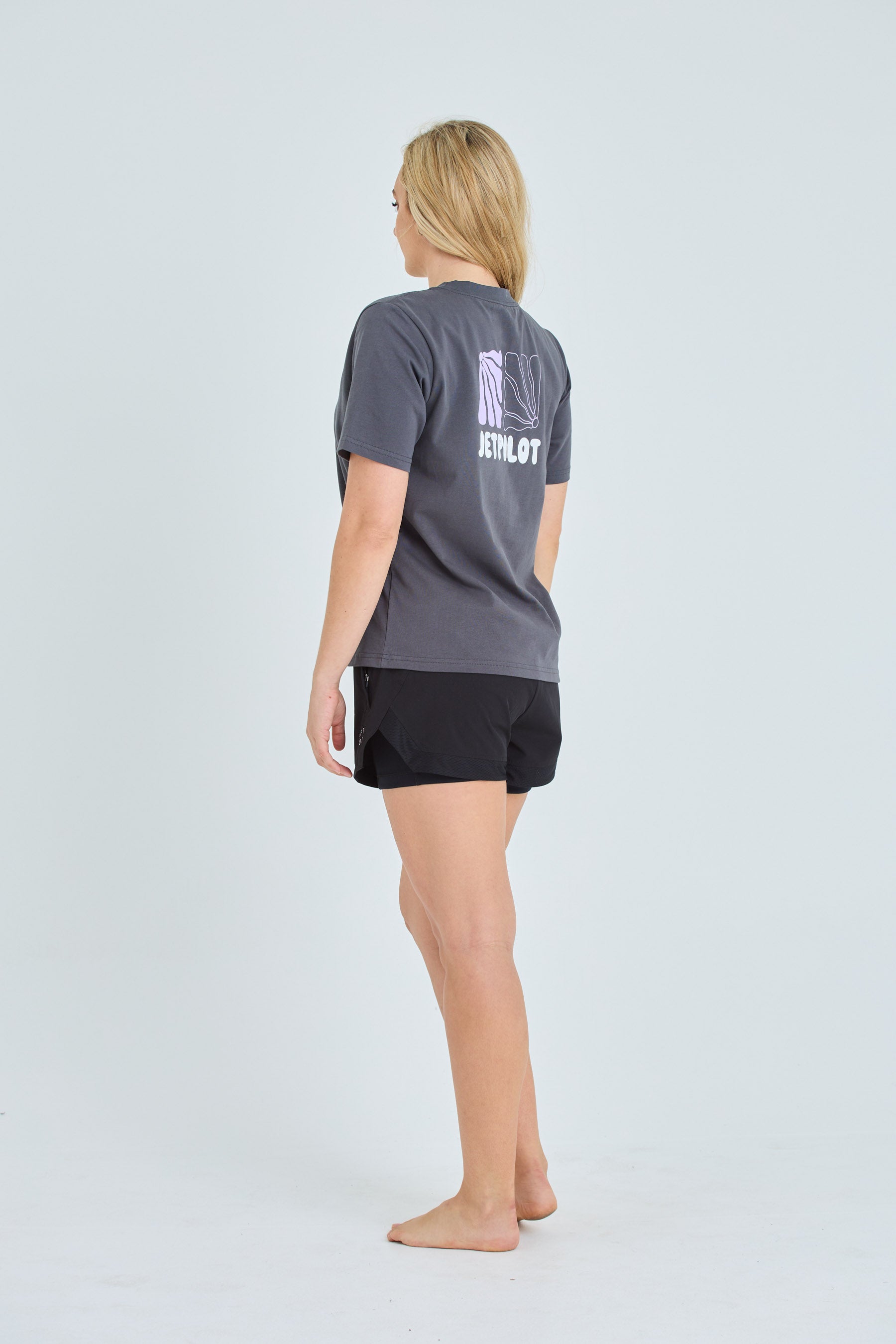 Jetpilot Ladies SS Loose Fit Tee - Charcoal 2