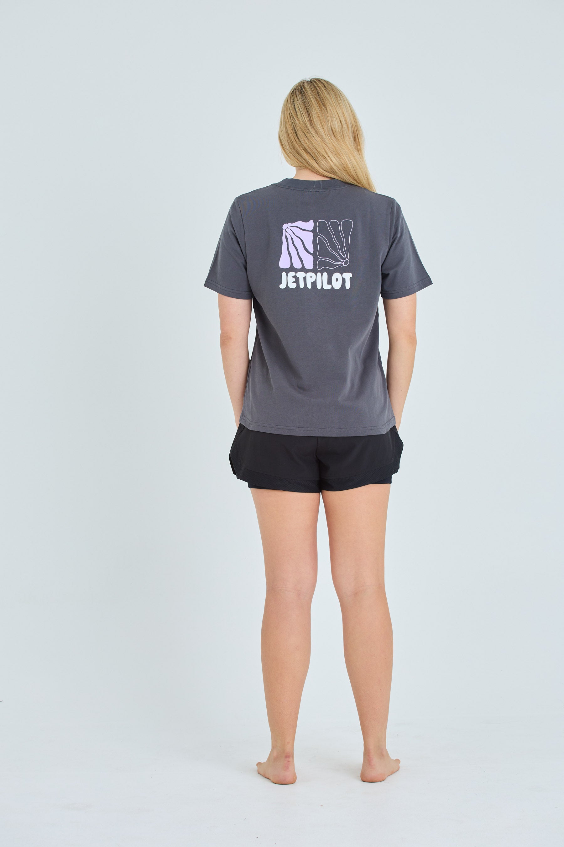 Jetpilot Ladies SS Loose Fit Tee - Charcoal 3