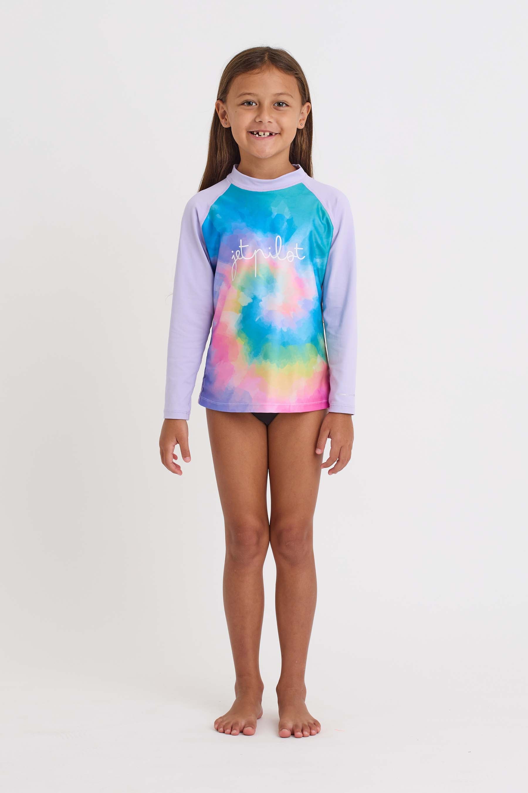 S24363 Jetpilot Youth Girls Ls Rashie - Tie Dye - 1